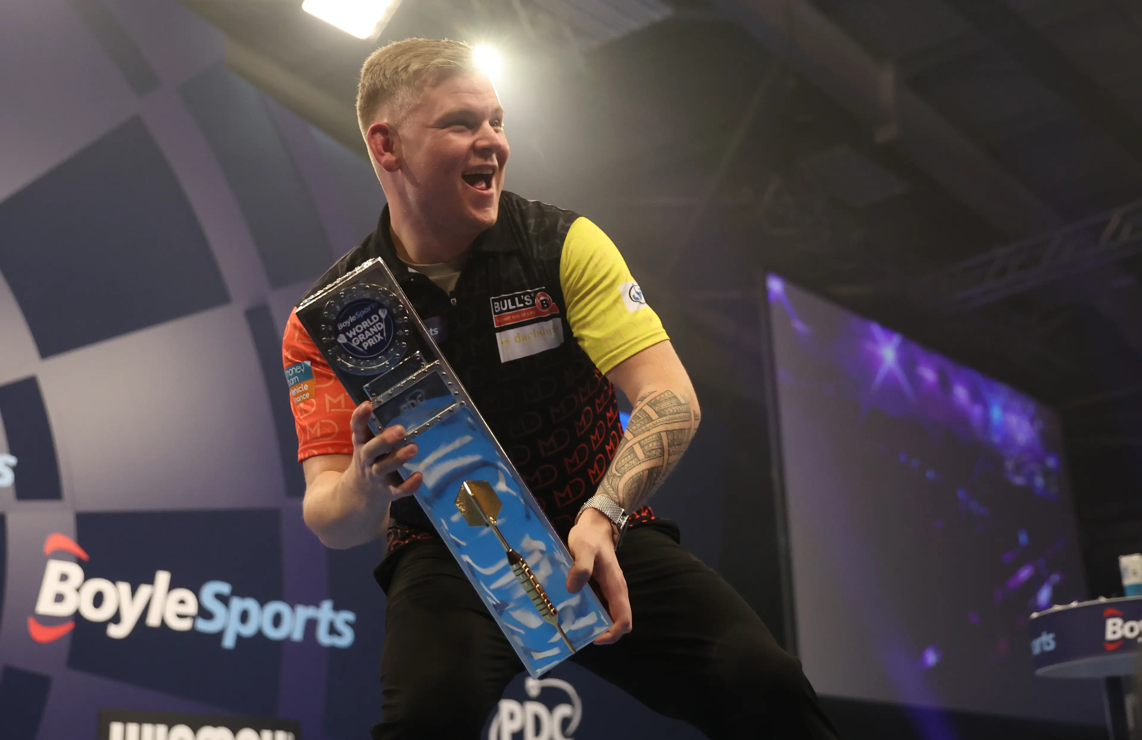 De Decker beat Luke Humphries to win the World Grand Prix. Image credit: Getty