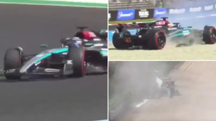 Kimi Antonelli suffers huge crash in his first F1 practice session for Mercedes at Italian GP