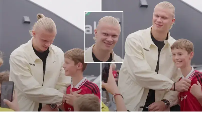 Erling Haaland filmed telling Man Utd fan to 'get another shirt' in footage Man City fans will love