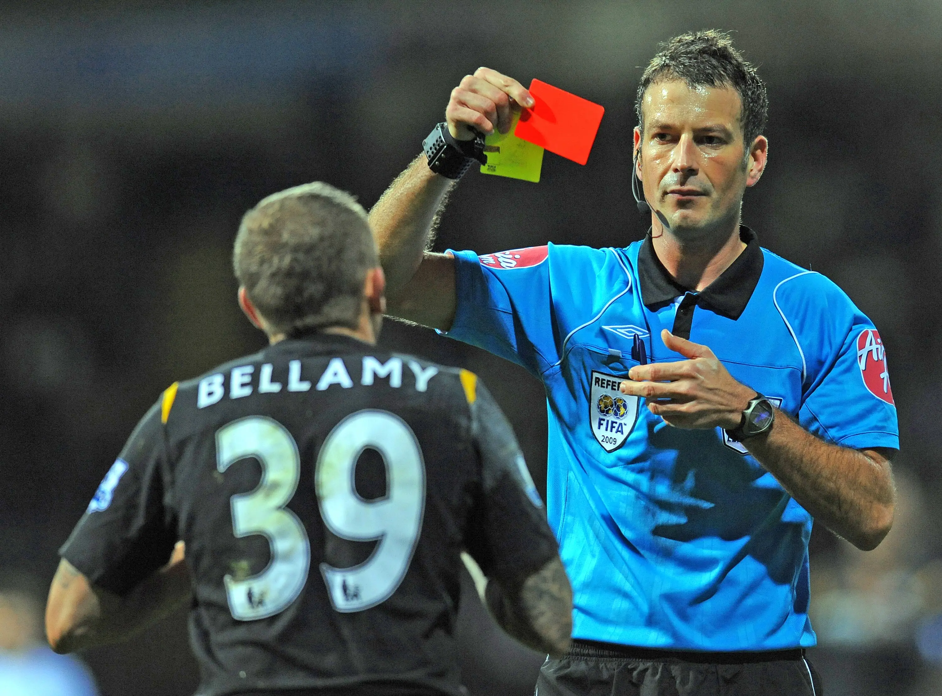 Clattenburg sent off Bellamy against Bolton in 2009 (Getty)