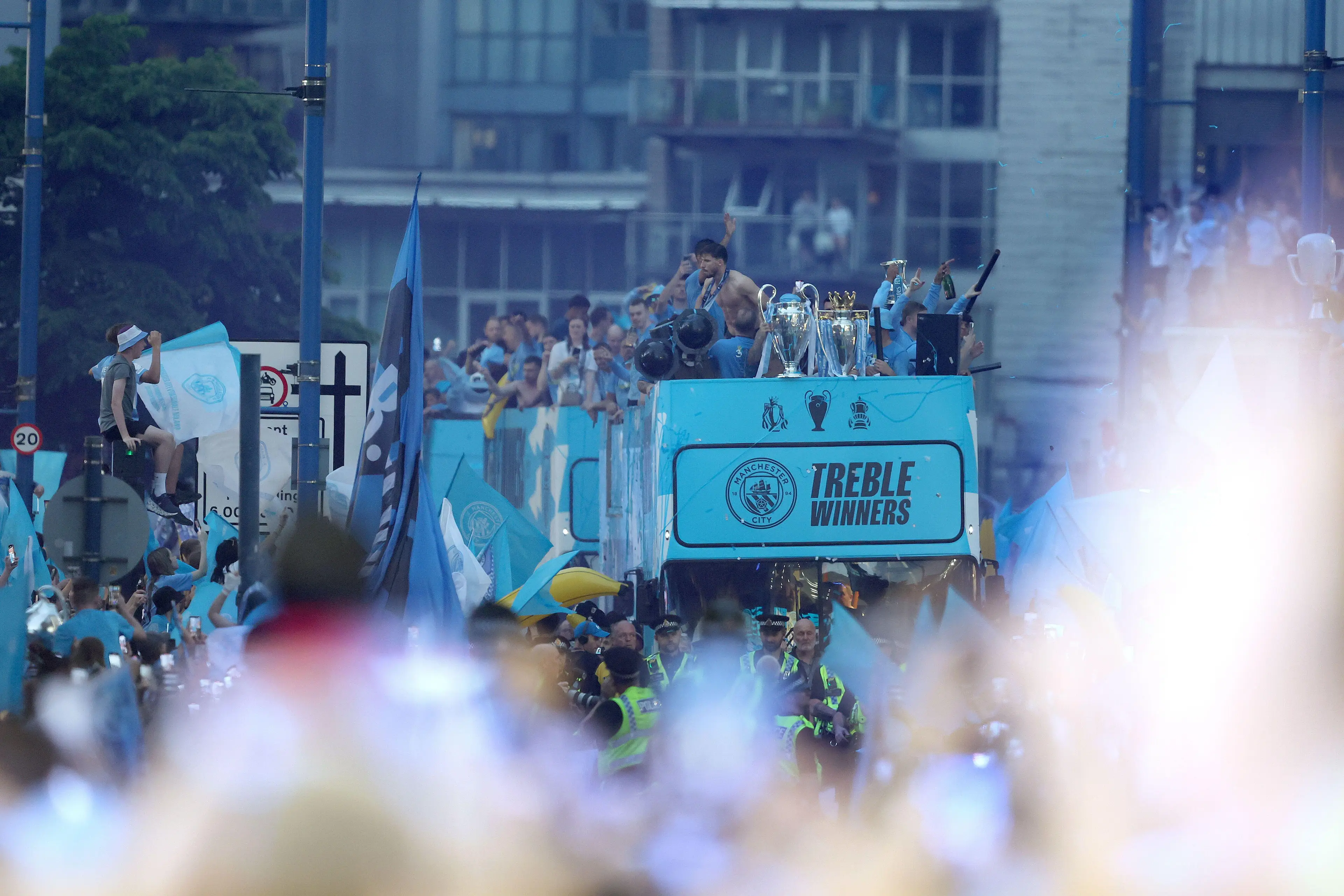 Manchester City's parade in full flow. Image: Alamy