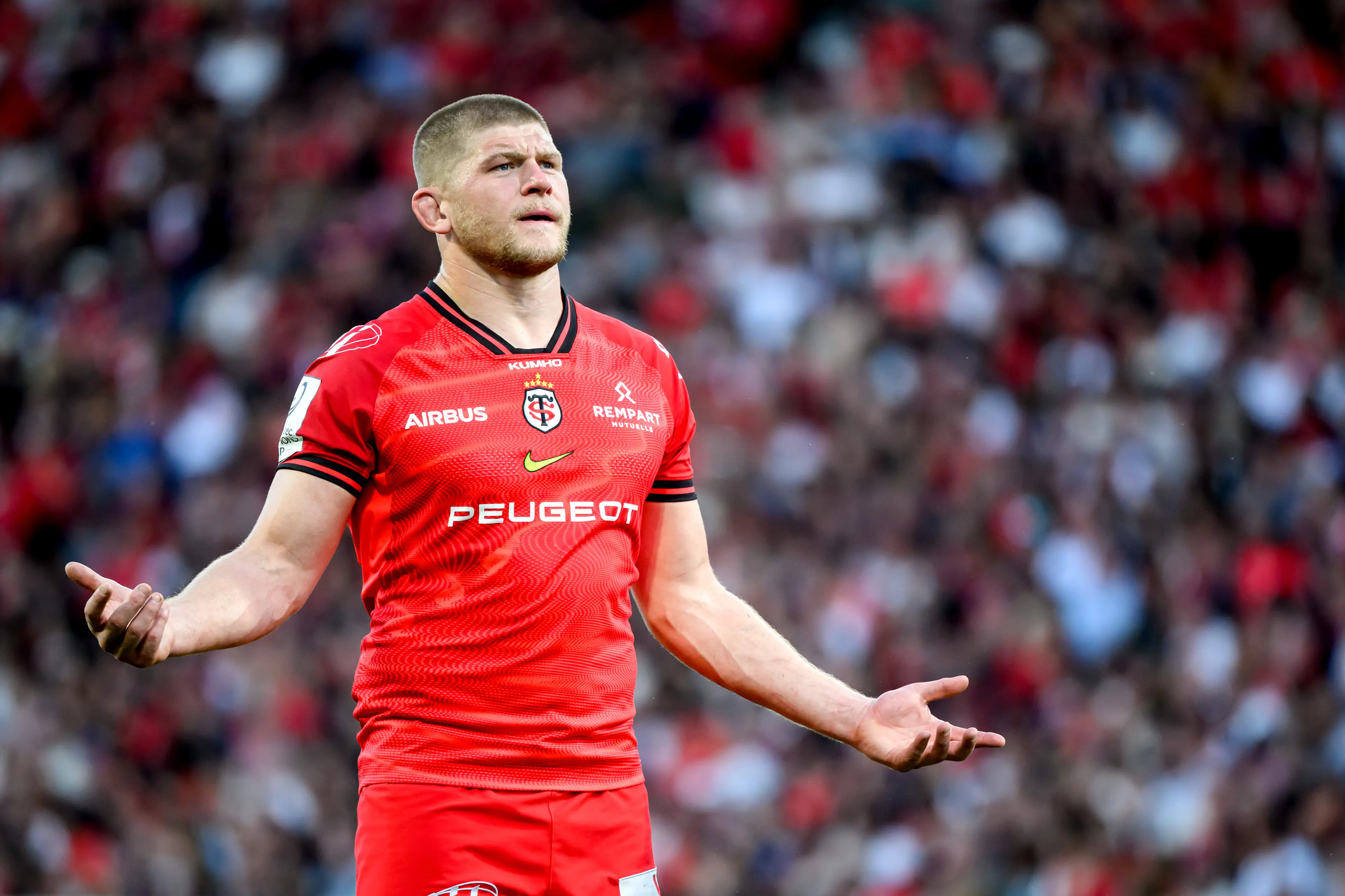 Jack Willis of Toulouse reacts during the Investec Champions Cup match between Stade Toulousain and Bristol Bears  (Getty Images)