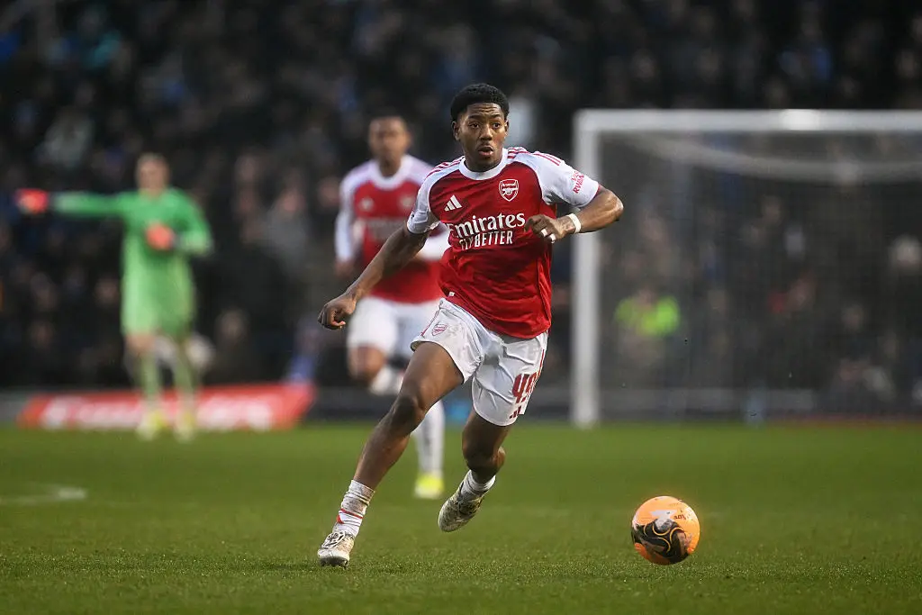 Myles Lewis-Skelly in action for Arsenal (Credit:Getty)