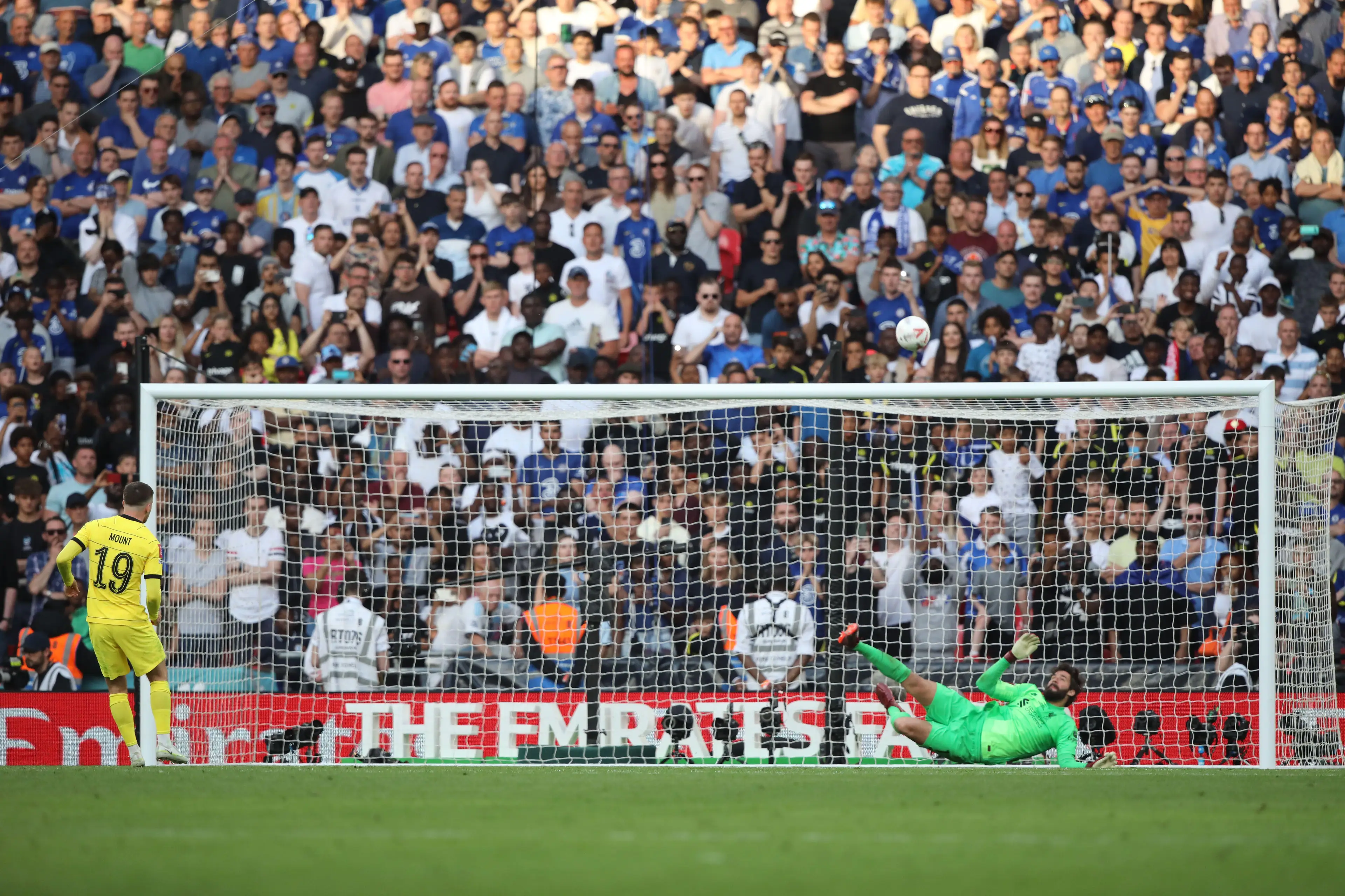Alisson Saves Mason Mount's Penalty, Image Credit : Alamy