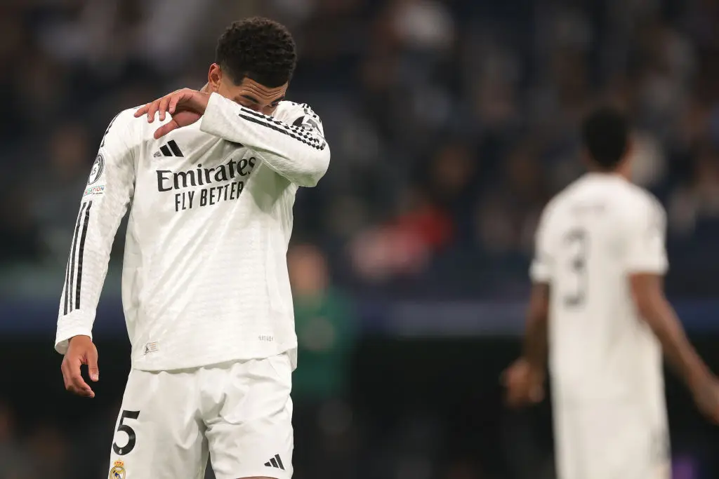 Jude Bellingham was frustrated after Real Madrid's 3-1 loss to AC Milan in the Champions League on Tuesday. (Image: Getty)