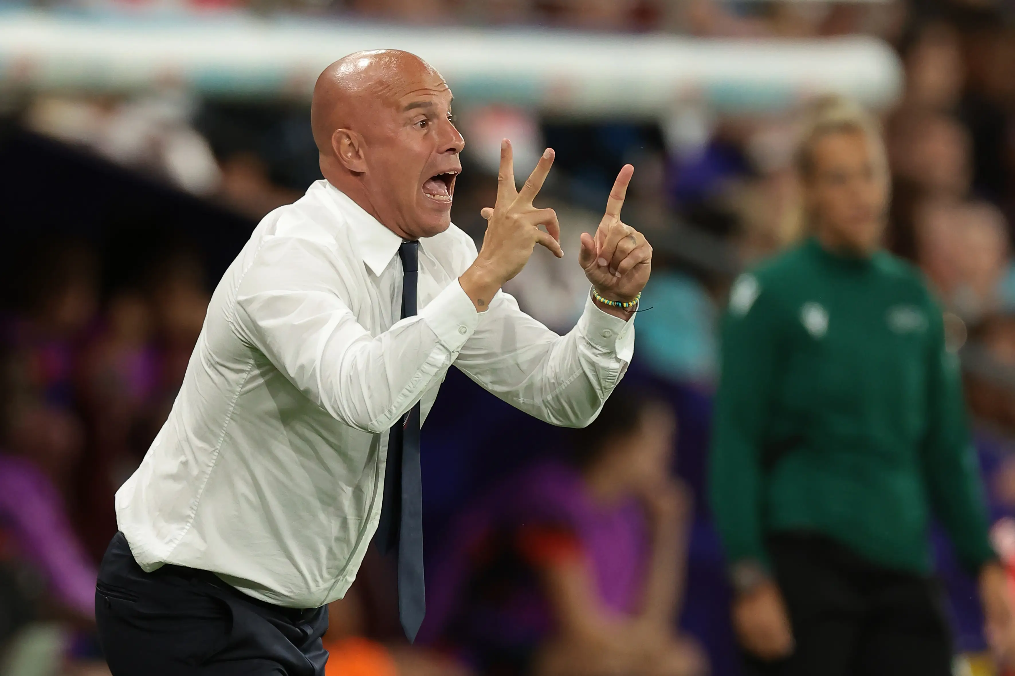 Andrea Soncin was not happy with England's last-gasp penalty call. Image: Getty