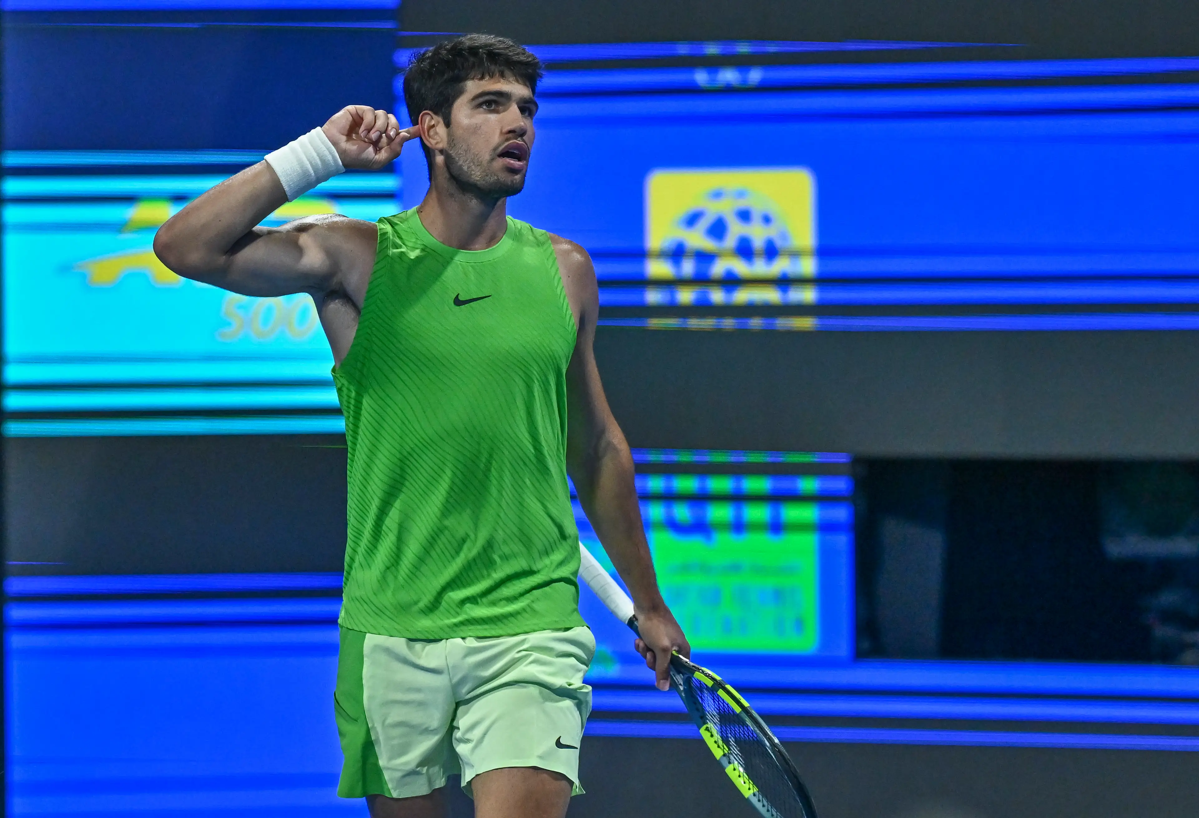 Carlos Alcaraz was back in action after winning the Australian Open. Image: Getty
