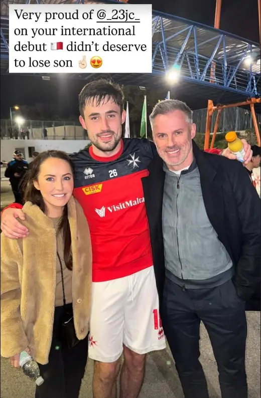 James Carragher after making his Malta debut. Image credit: Instagram/23_carra