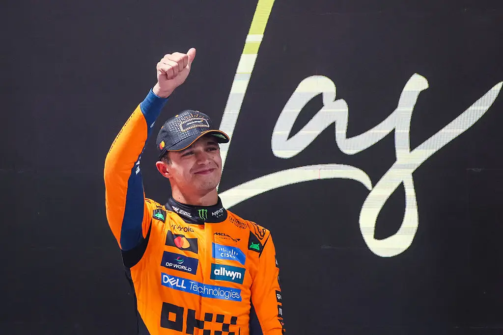 Lando Norris will start on pole in the 2025 Las Vegas GP. (Image: Kym Illman/Getty Images)