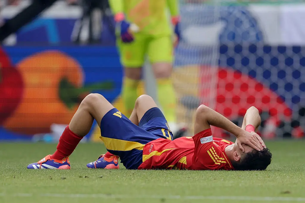Pedri came off in the eighth minute of Spain's Euro 2024 because of the injury caused by Toni Kroos' challenge. (Image: Getty)