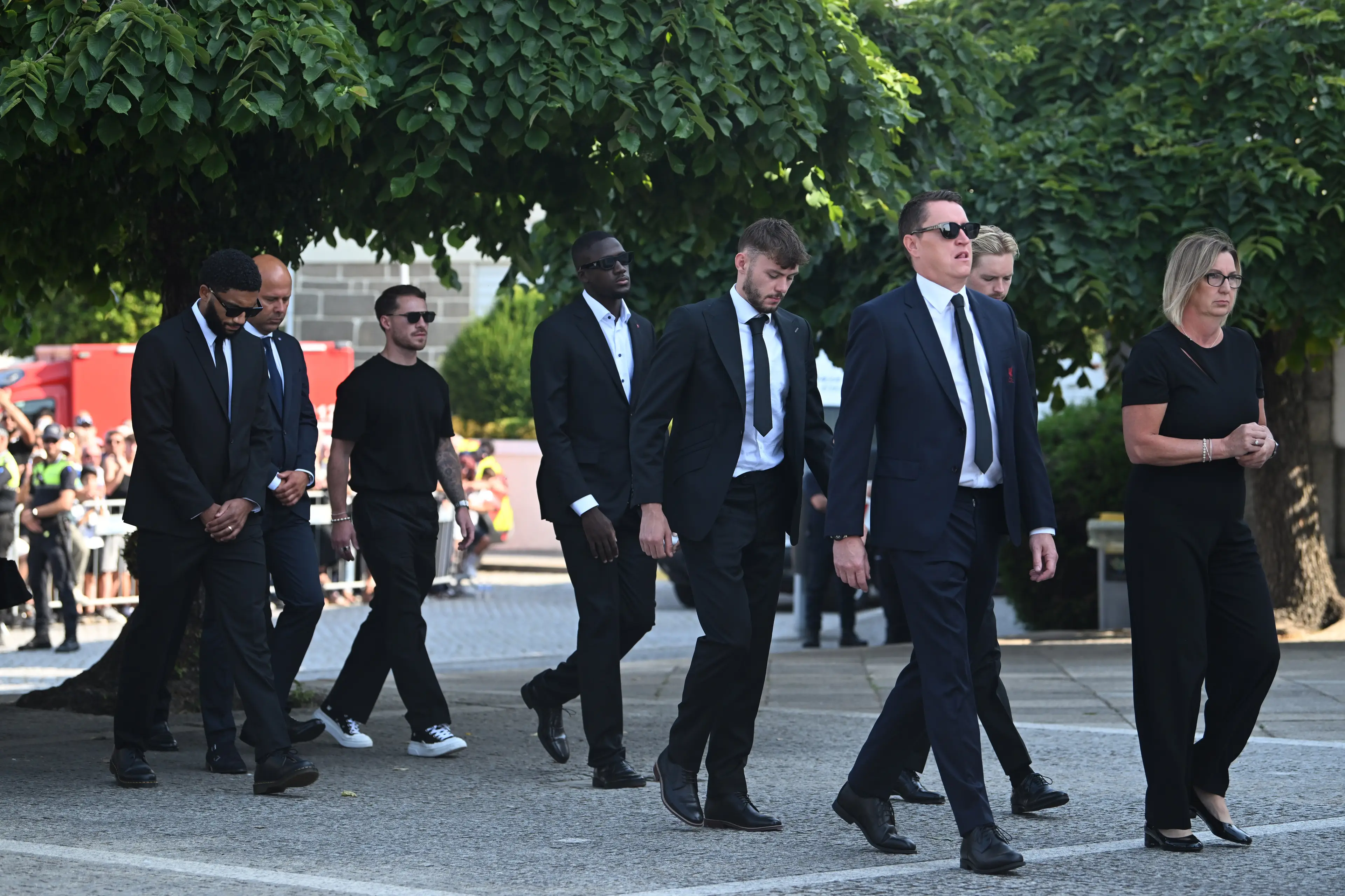 A number of Liverpool players attended Diogo Jota's funeral. Image: Getty