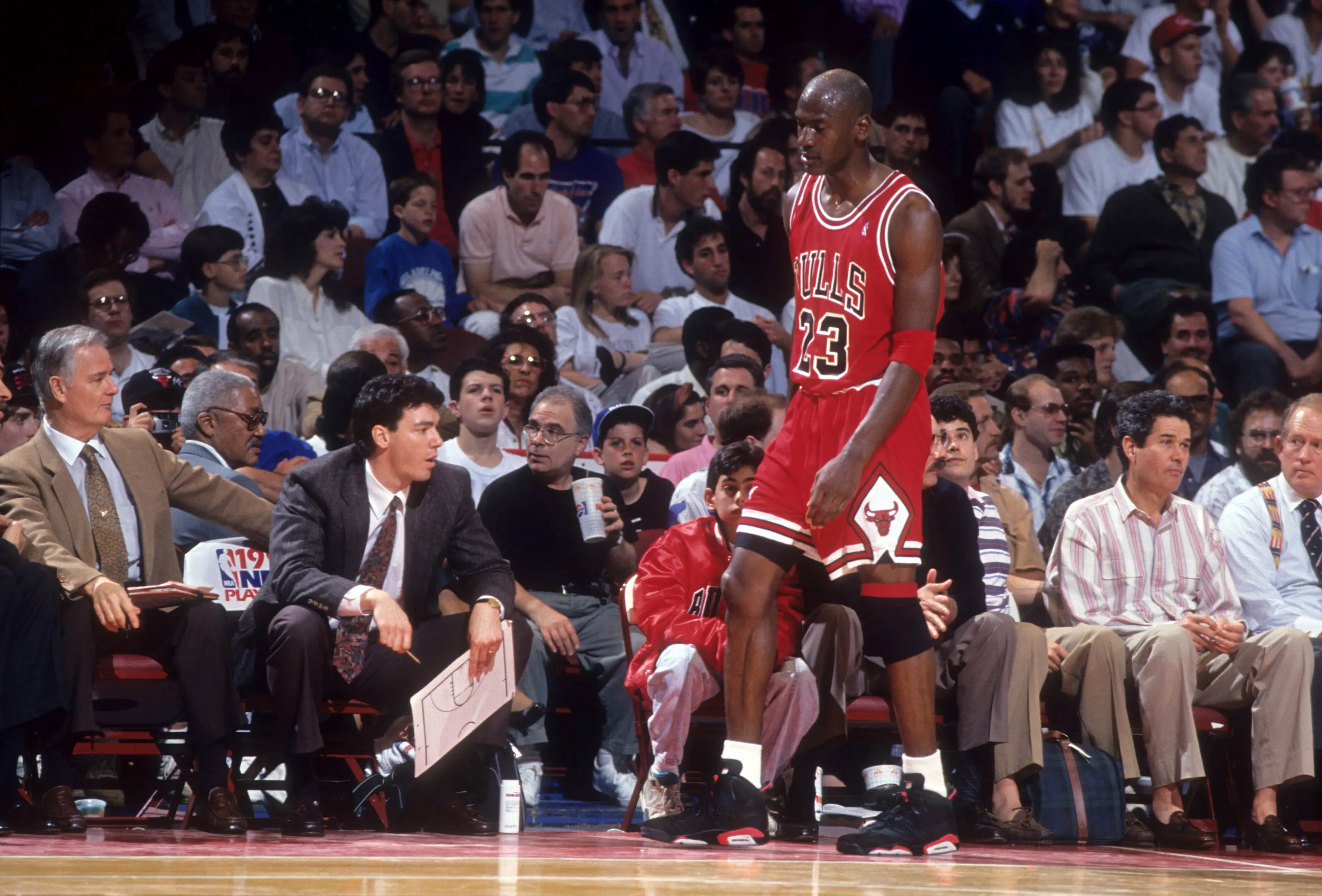 Michael Jordan in action for the Chicago Bulls. Image: Getty