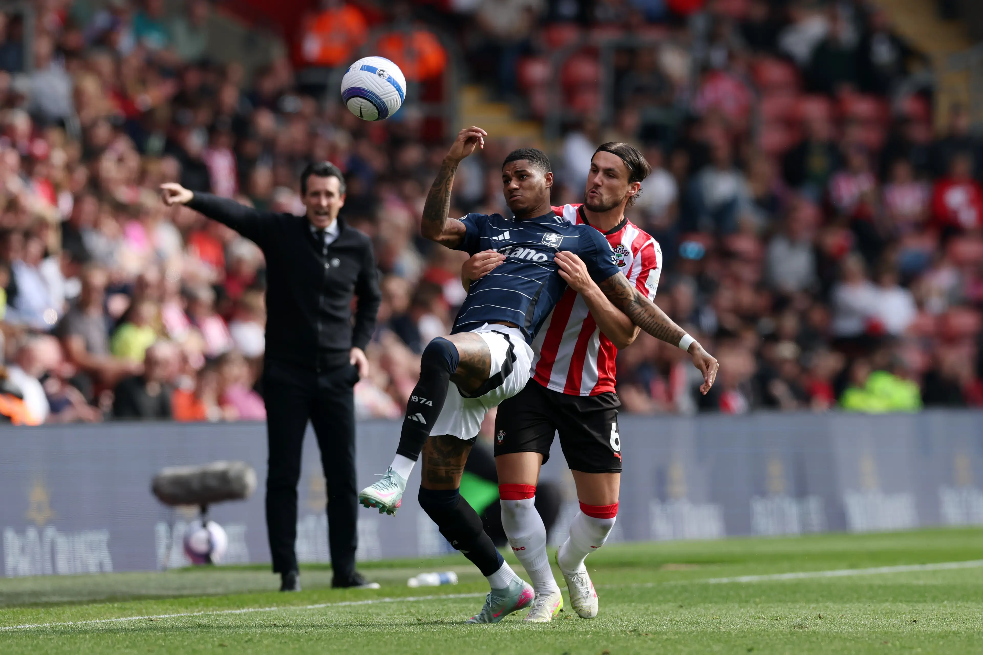 Marcus Rashford in action against Aston Villa. Image: Getty 