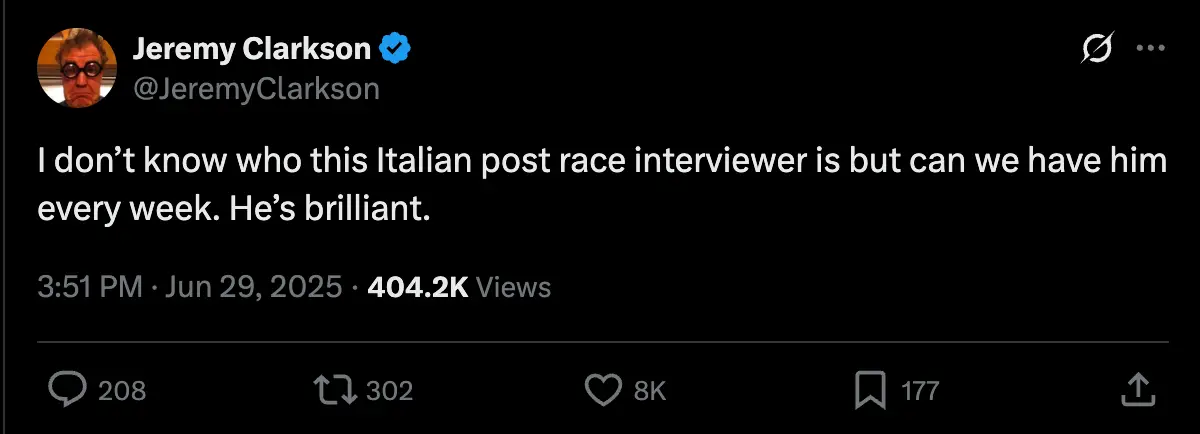 Image: Twitter/@JeremyClarkson