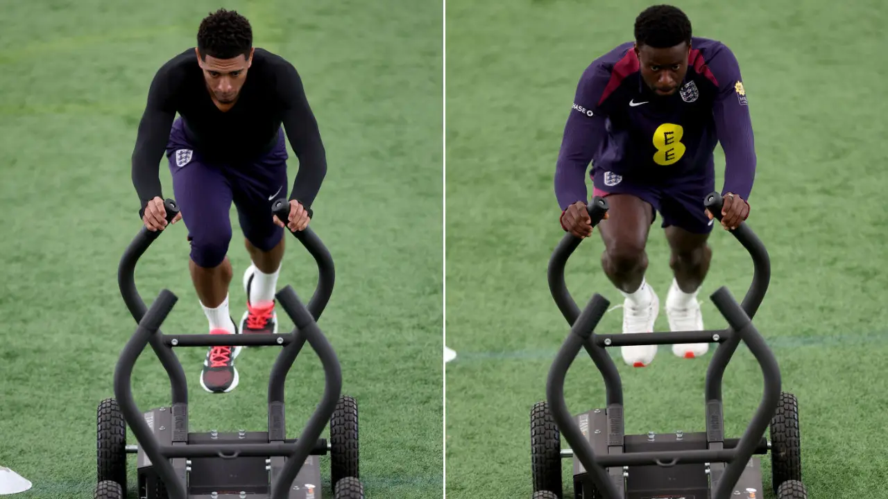 Jude Bellingham and Marc Guehi in England training - Getty