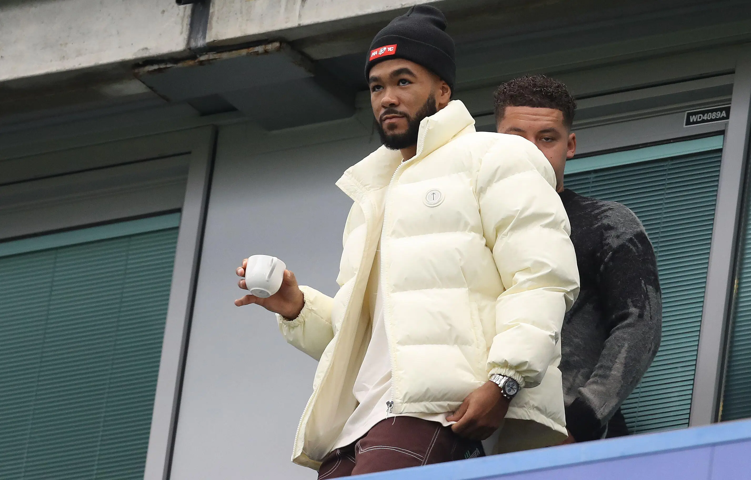 Reece James of Chelsea watches from the stands during the Premier League match at Stamford Bridge. (Alamy)