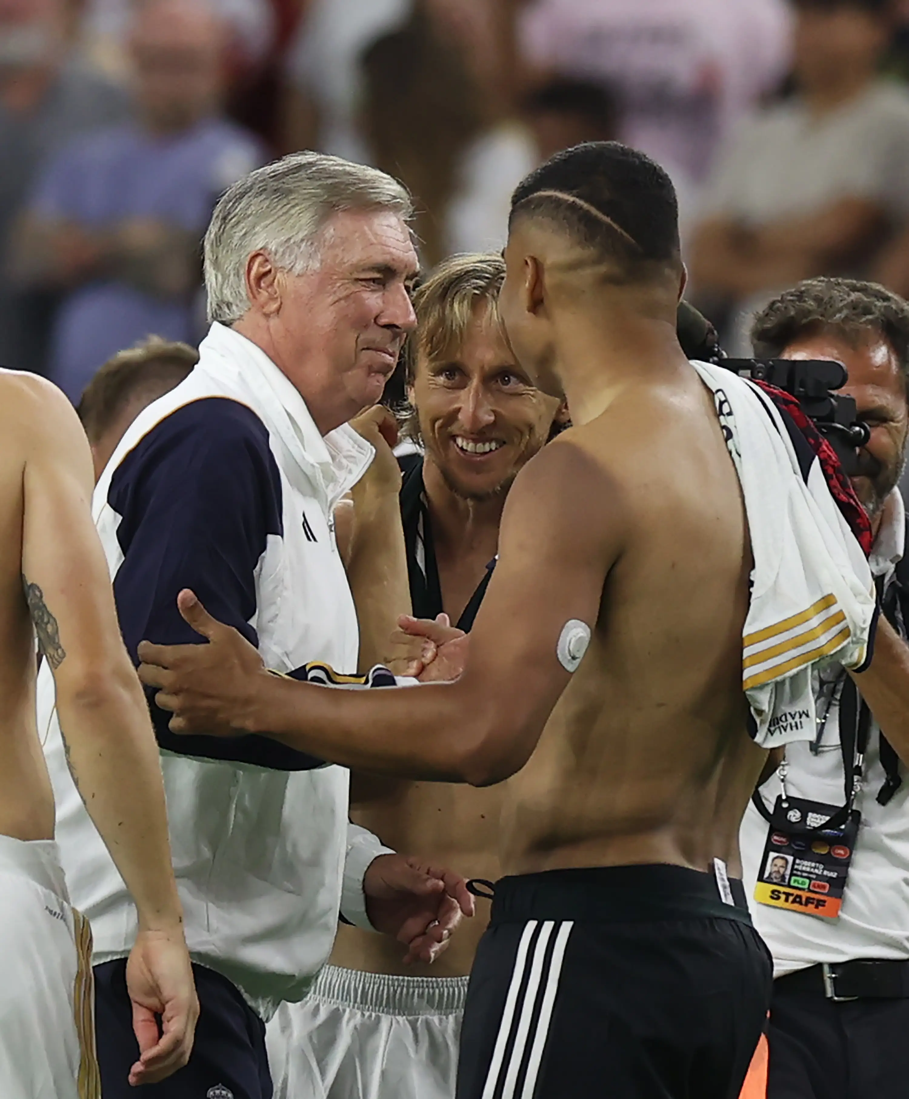 Carlo Ancelotti and Casemiro during pre-season. Image: Getty 