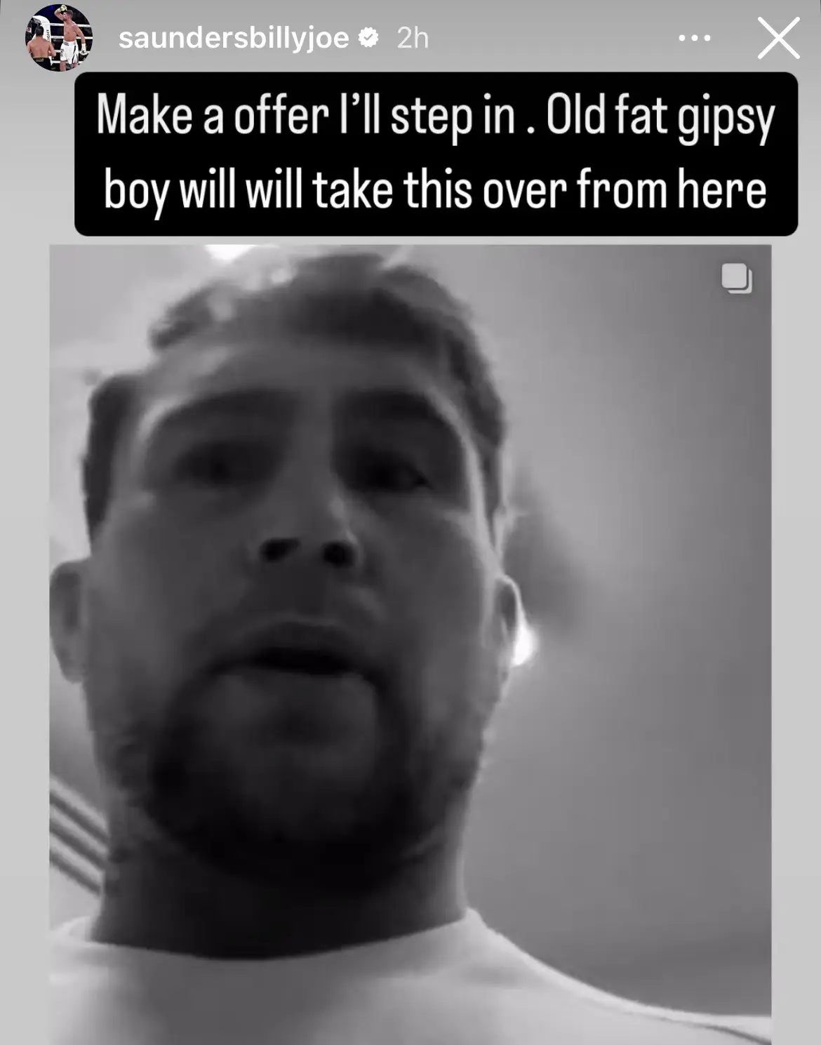Billy Joe Saunders has offered to replace Tommy Fury against Darren Till. Image: Instagram/Billy Joe Saunders 