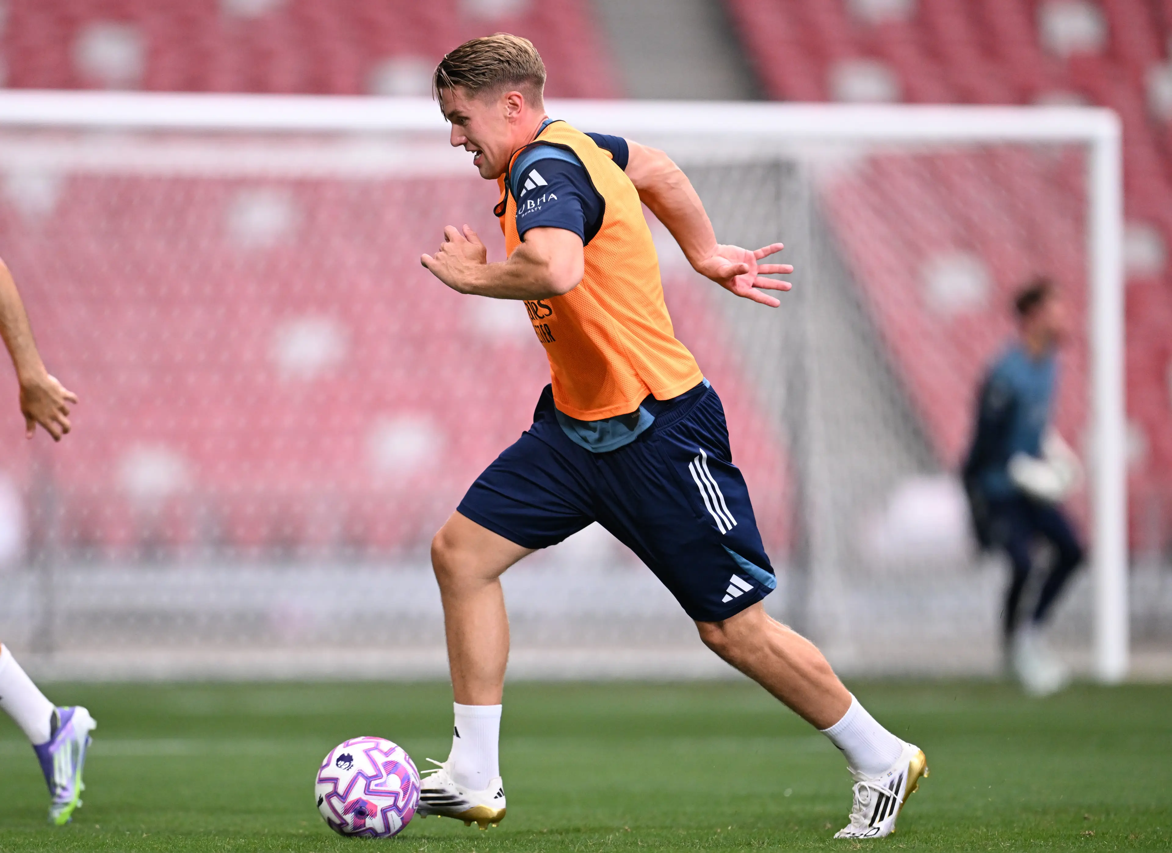 Viktor Gyokeres has trained with the squad ahead of making his Arsenal debut. Image: Getty 