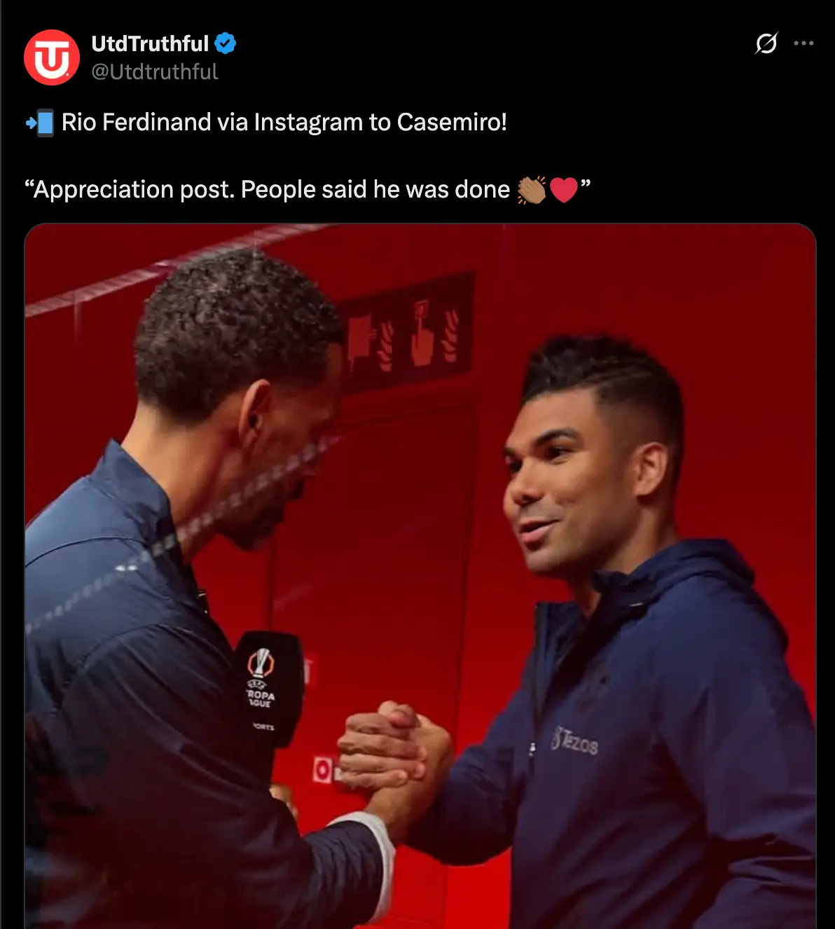 Rio Ferdinand and Casemiro pictured (Image: Instagram/@rioferdy5)