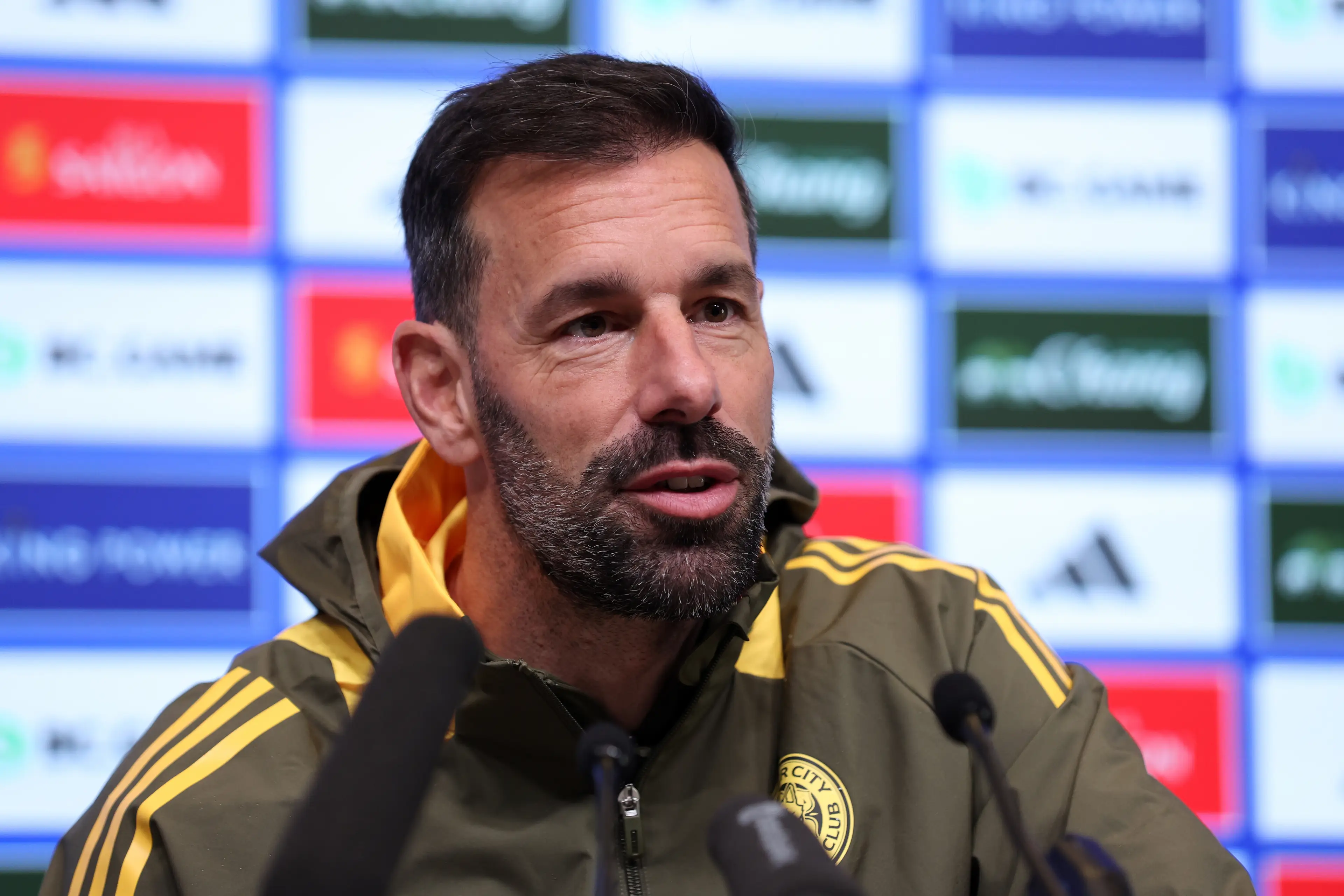 Ruud van Nistelrooy speaks during his first Leicester City press conference. Image: Getty
