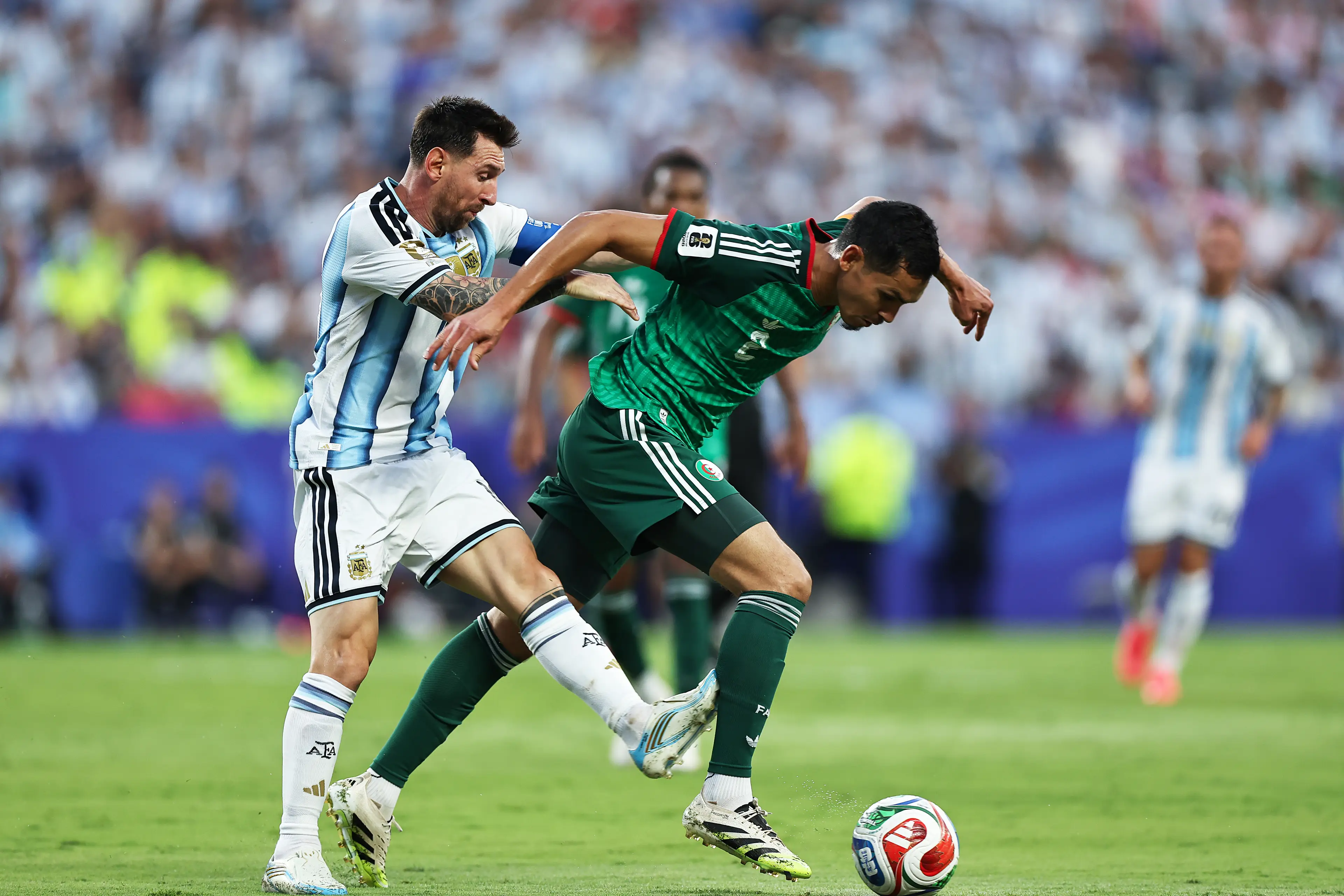 Messi's challenge on Aissa Mandi has become a huge talking point. Image credit: Getty