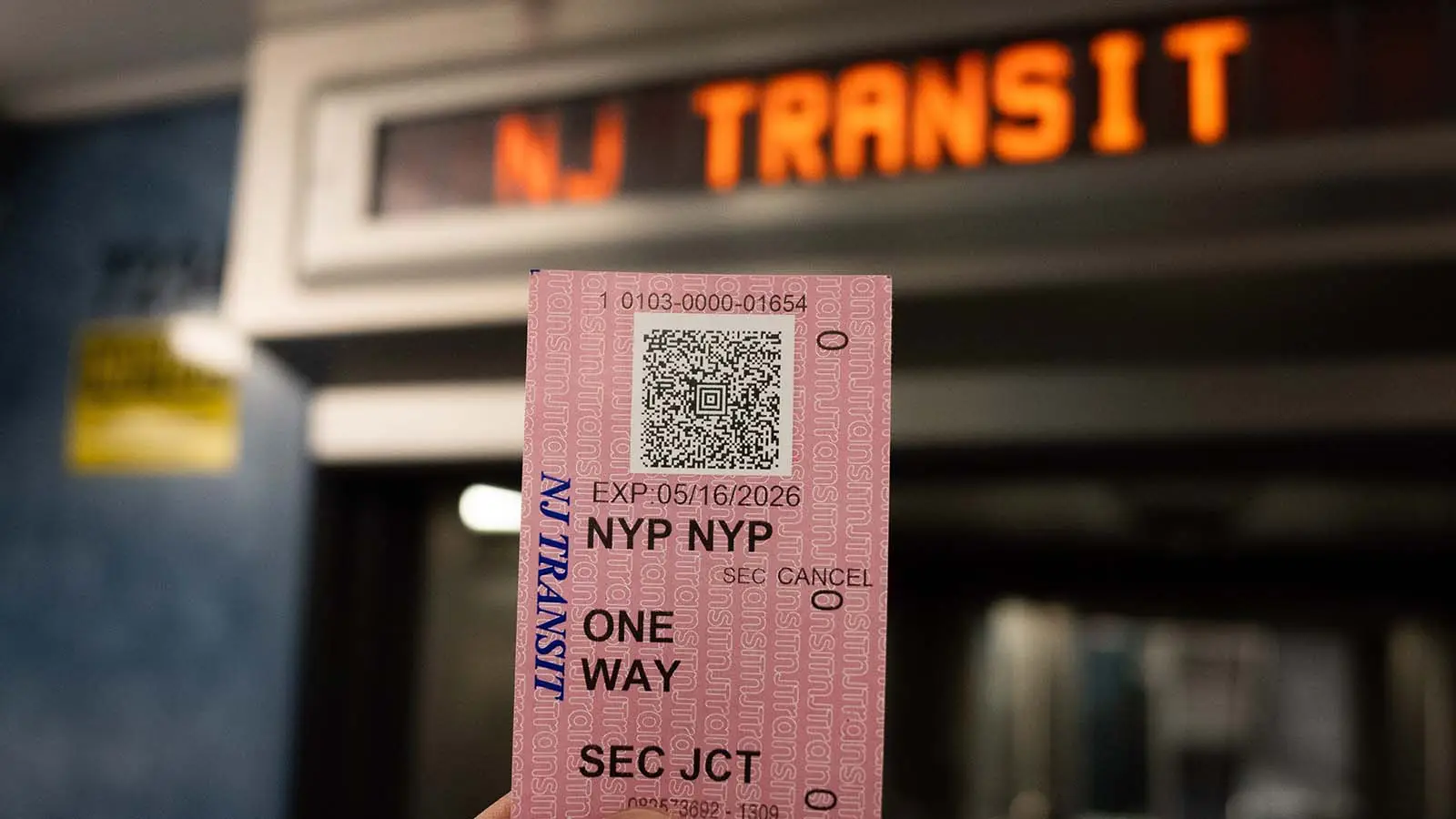 A New Jersey Transit Rail Ticket