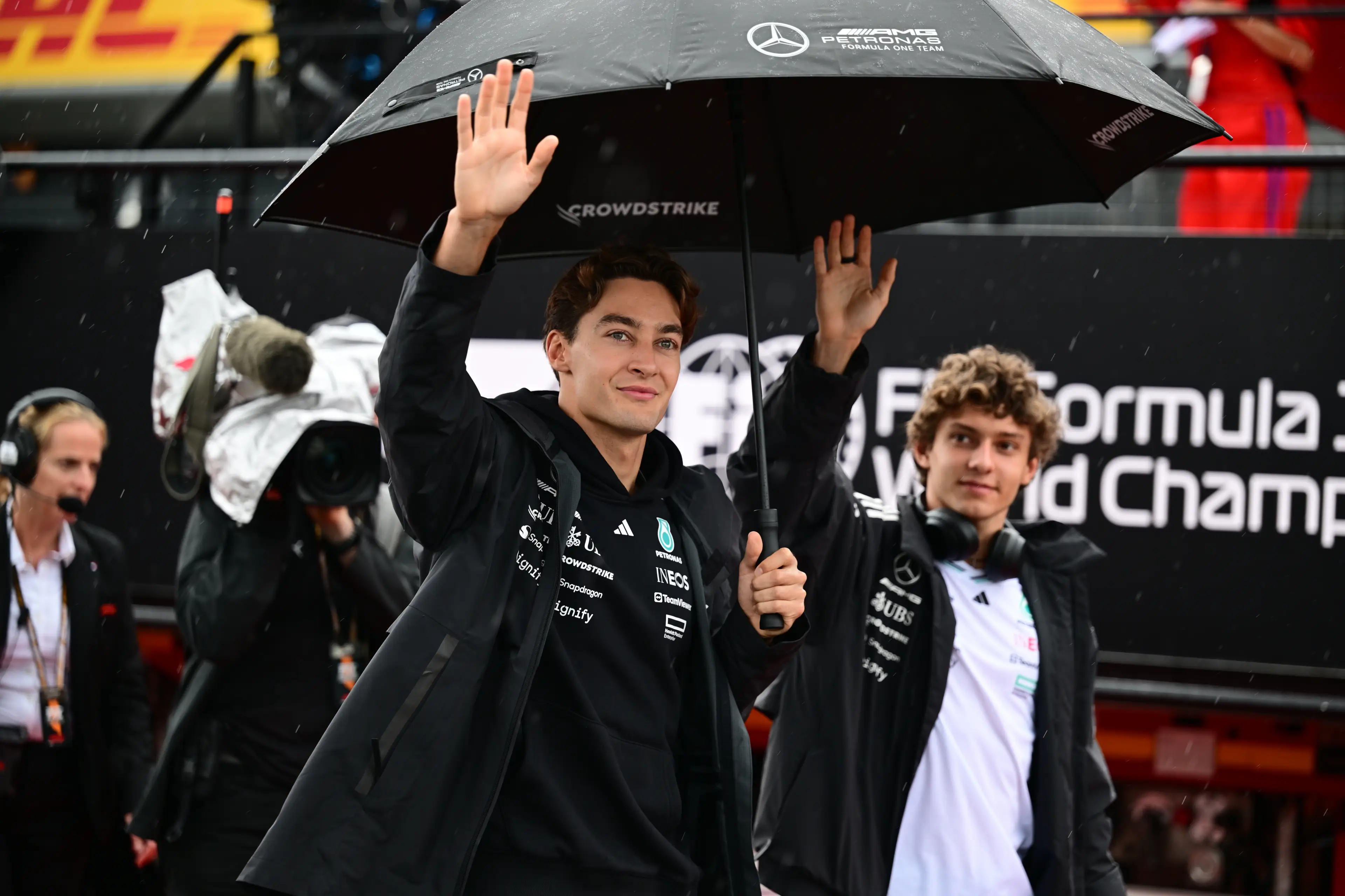 George Russell could be Max Verstappen's teammate in 2026. Image: Getty