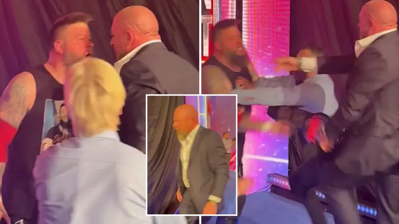 Shocking footage of Triple H clashing with WWE superstar emerges after banned move was used in off-air attack
