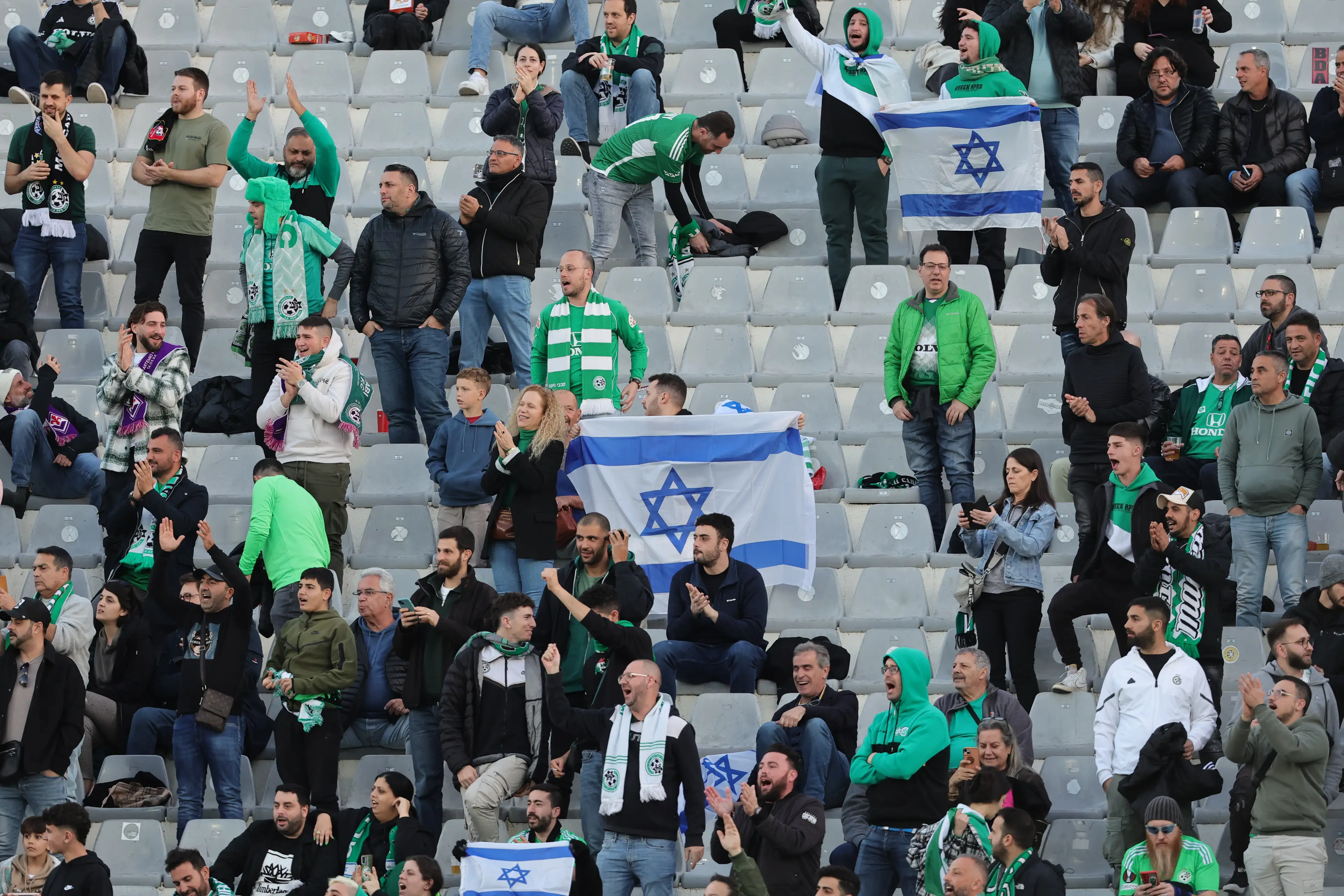 Maccabi Haifa fans displayed an offensive banner against Rakow Czestochowa. Image: Getty 