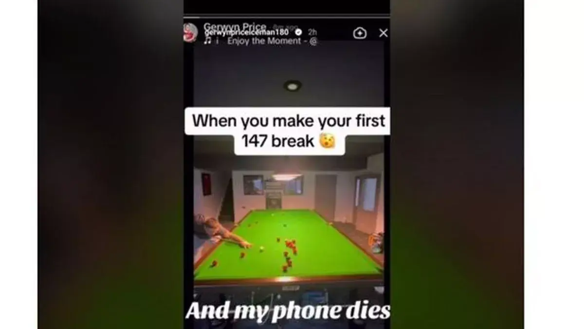 Price claims to have made a 147 break. Image credit: Instagram/gezzy.darts/Instagram