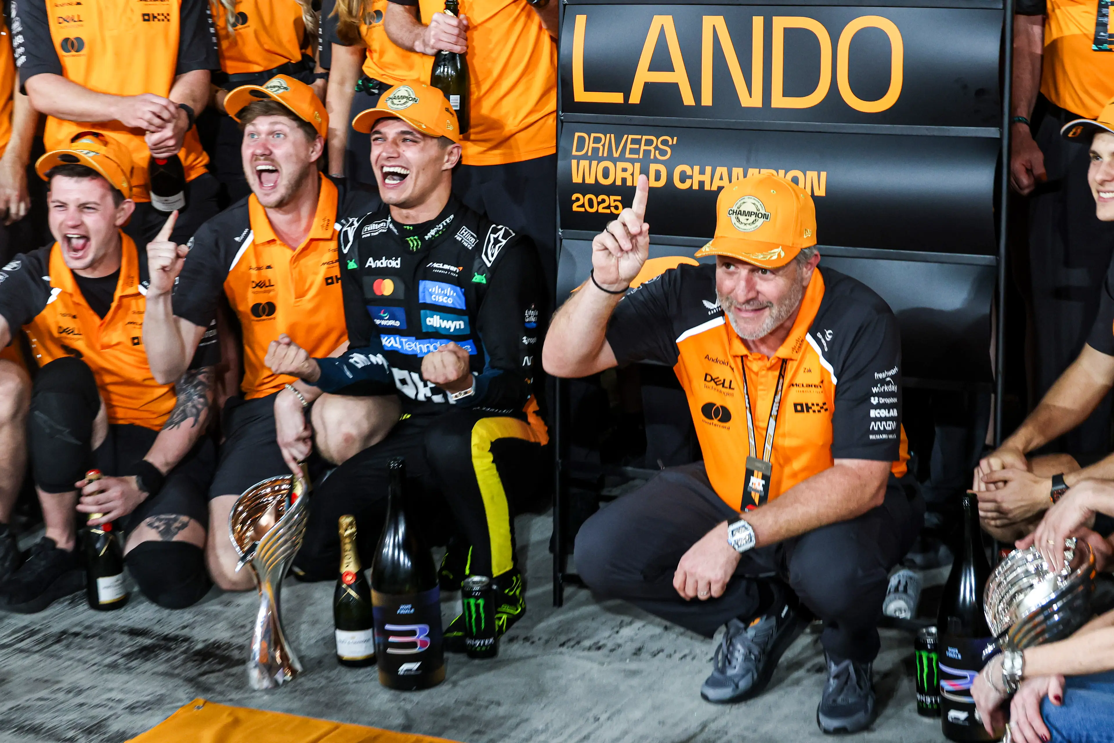 Lando Norris celebrates the F1 world title (Image: Getty)