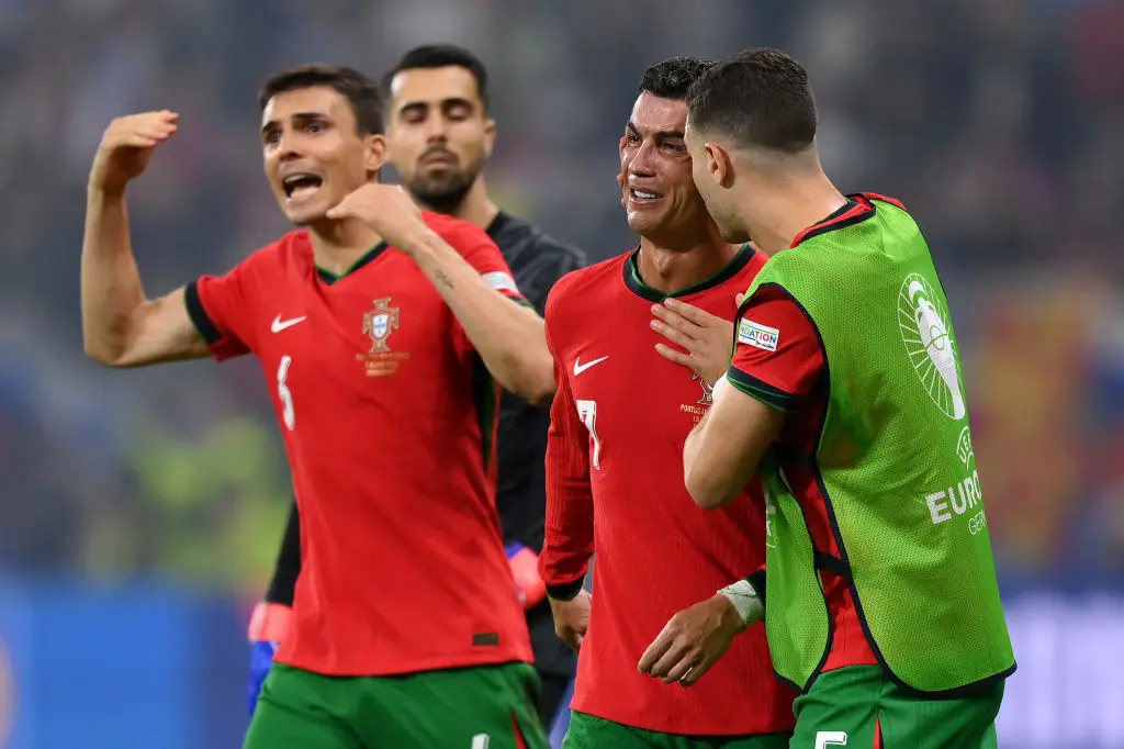 Cristiano Ronaldo was spotted crying on the pitch during Portugal's match against Slovenia. (Image: Getty)