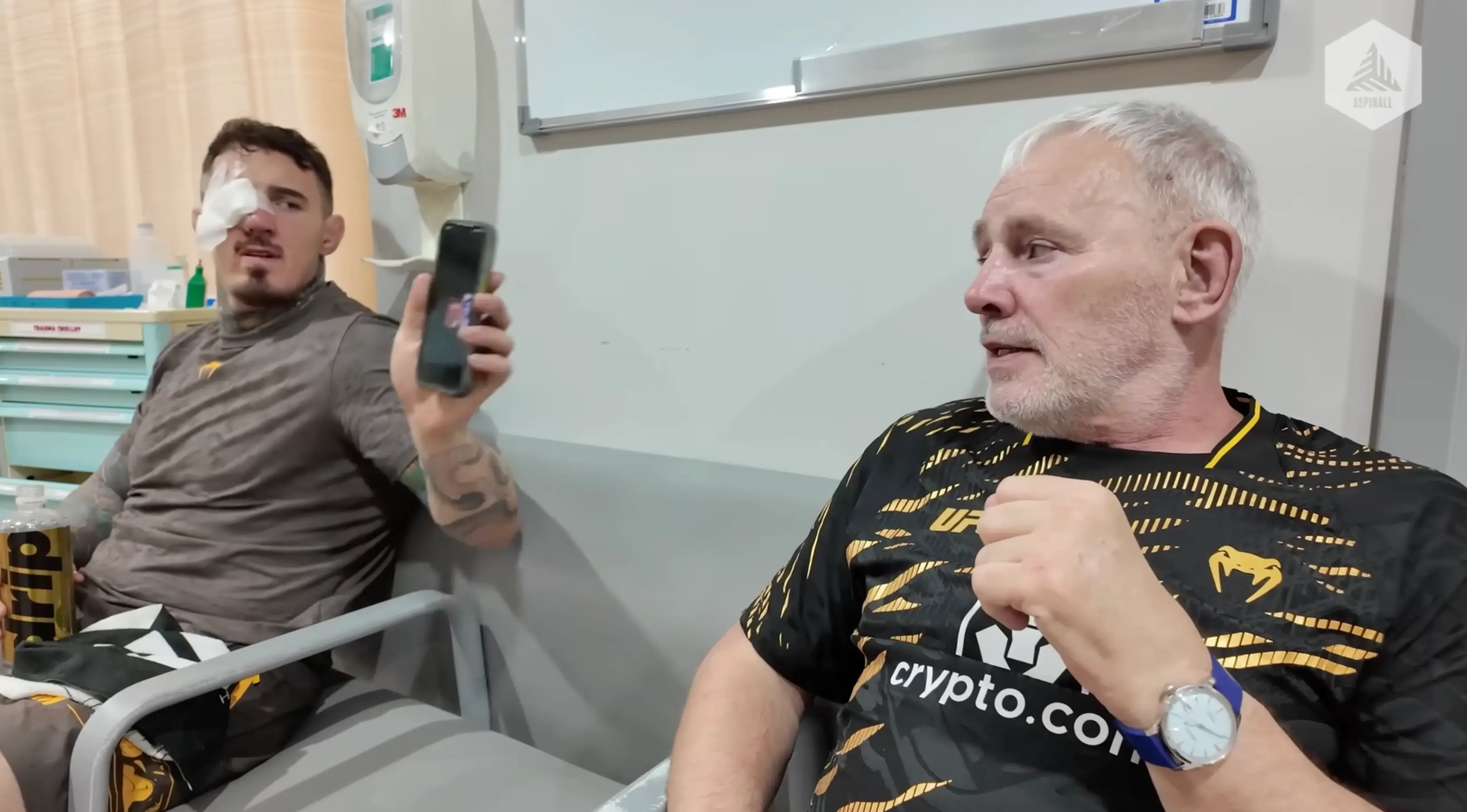 Aspinall's father was shown footage of the eye poke while in hospital (Image: YouTube/Tom Aspinall Official)