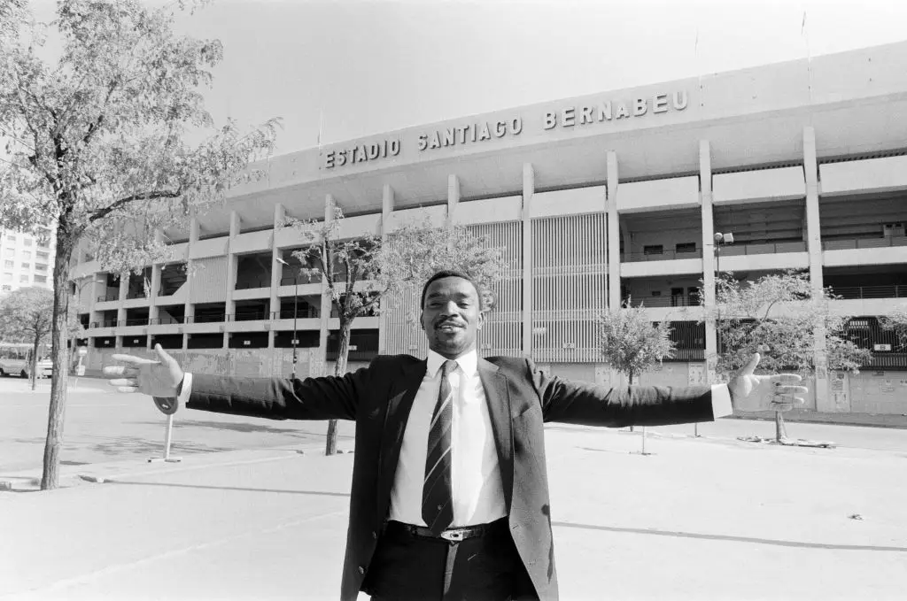 Laurie Cunningham outside the Santiago Bernabeu in 1982 (Credit:Getty)