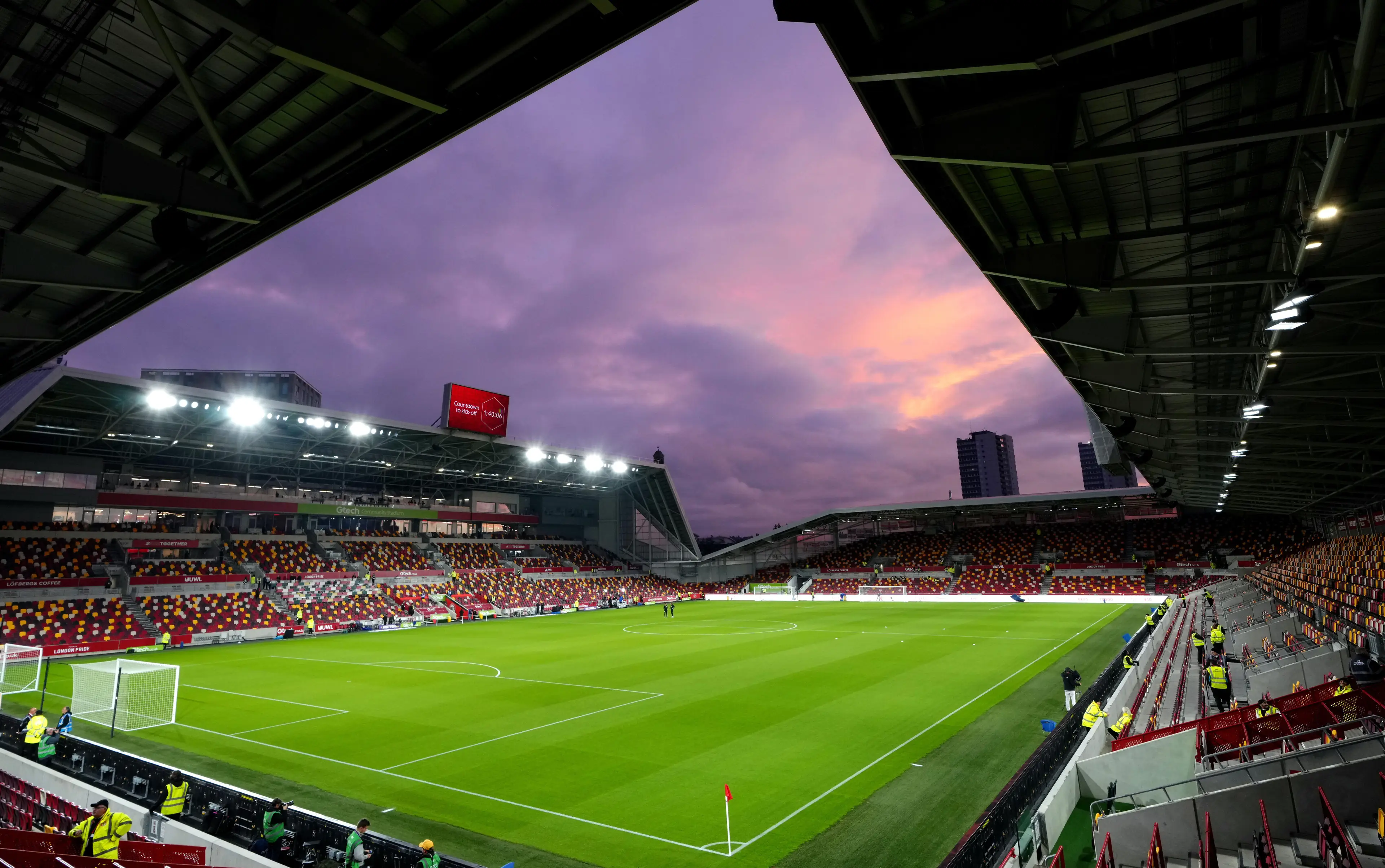 General view from inside the stadium before the Premier League match at the Gtech Community Stadium. (Alamy)