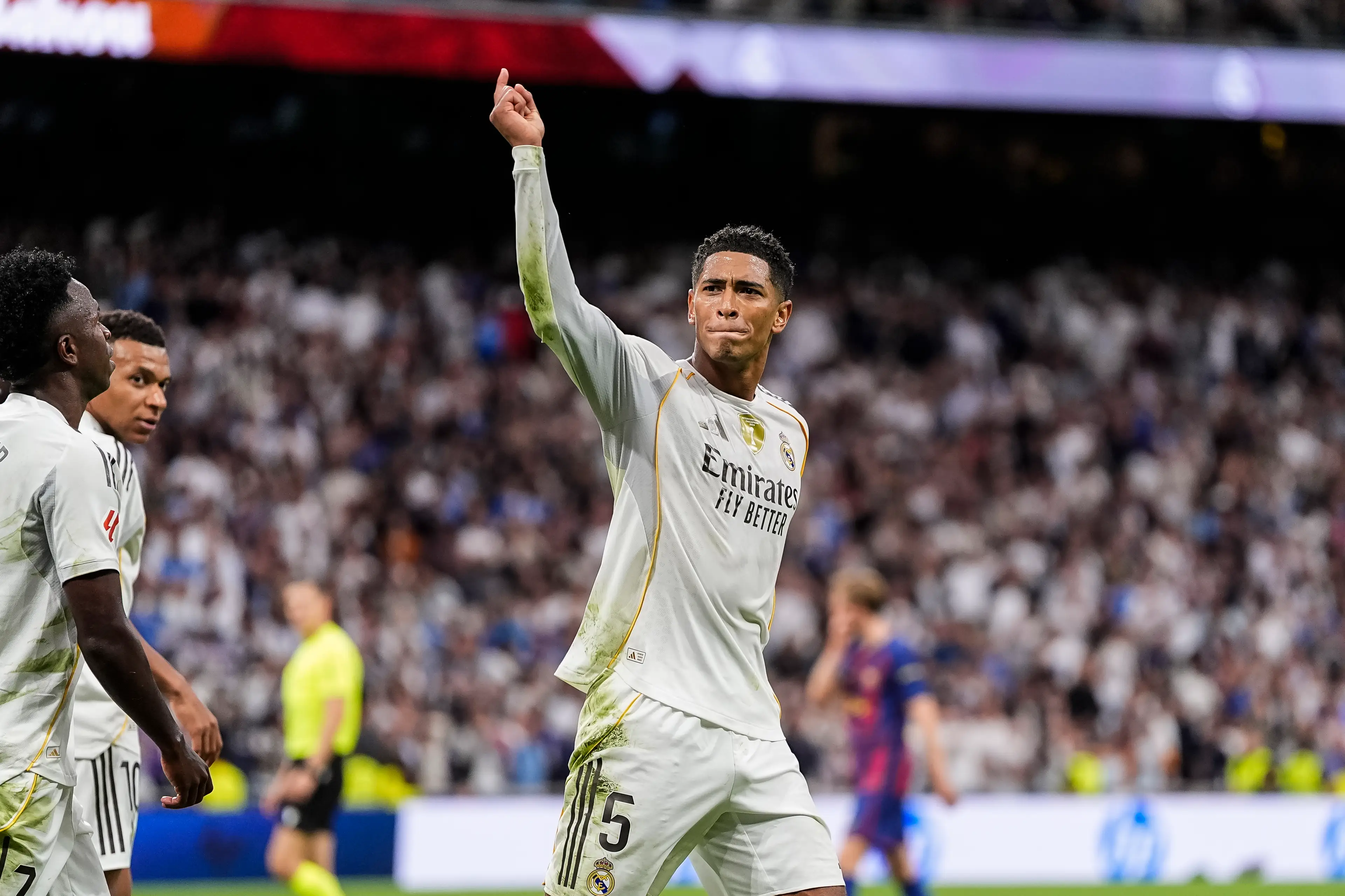 Jude Bellingham celebrates for Real Madrid (Image: Getty)