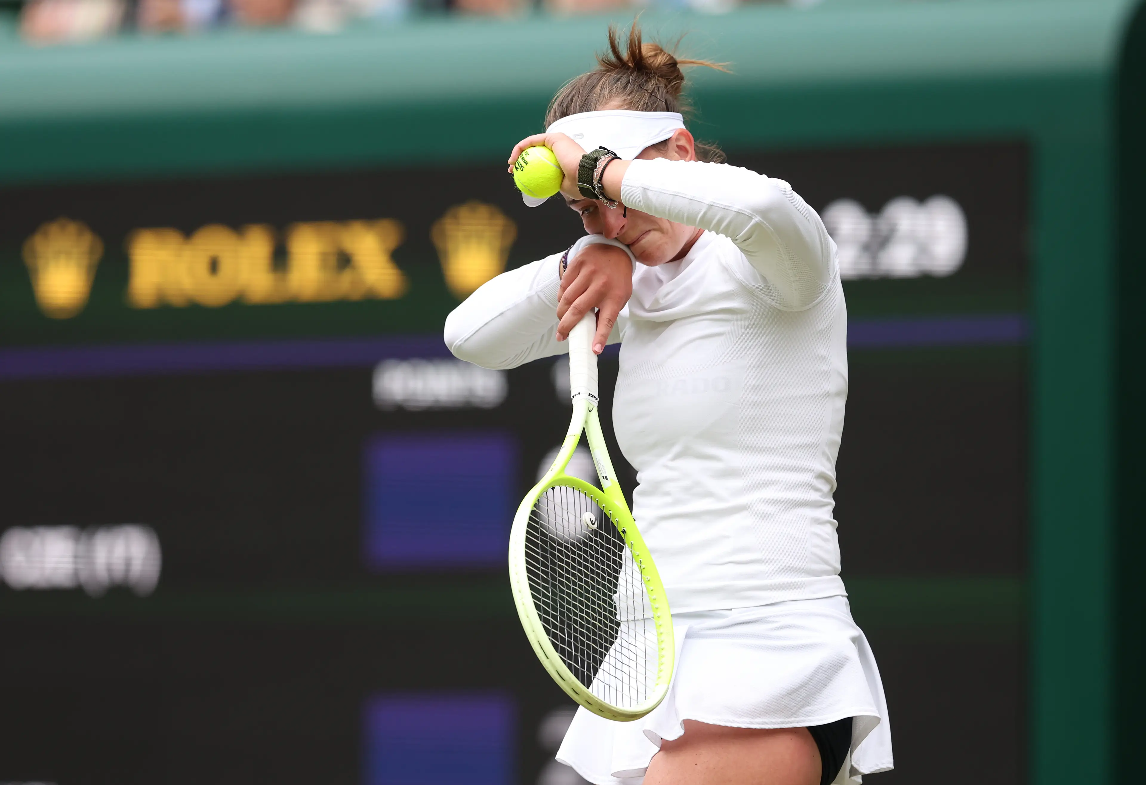 Barbora Krejcikova endured a tough afternoon as her Wimbledon reign came to an end. Image: Getty
