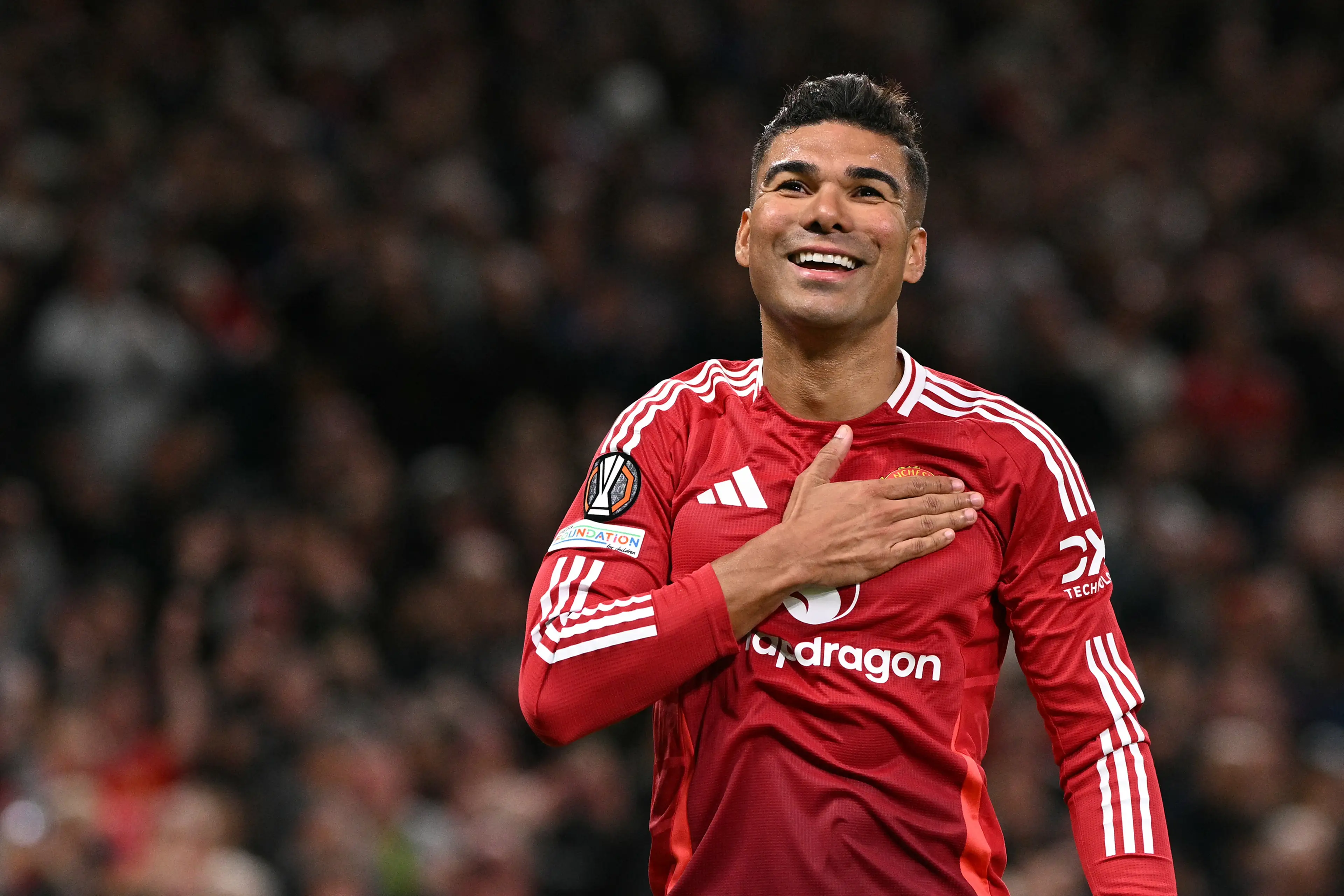 Casemiro celebrates scoring a goal for Manchester United. Image: Getty 