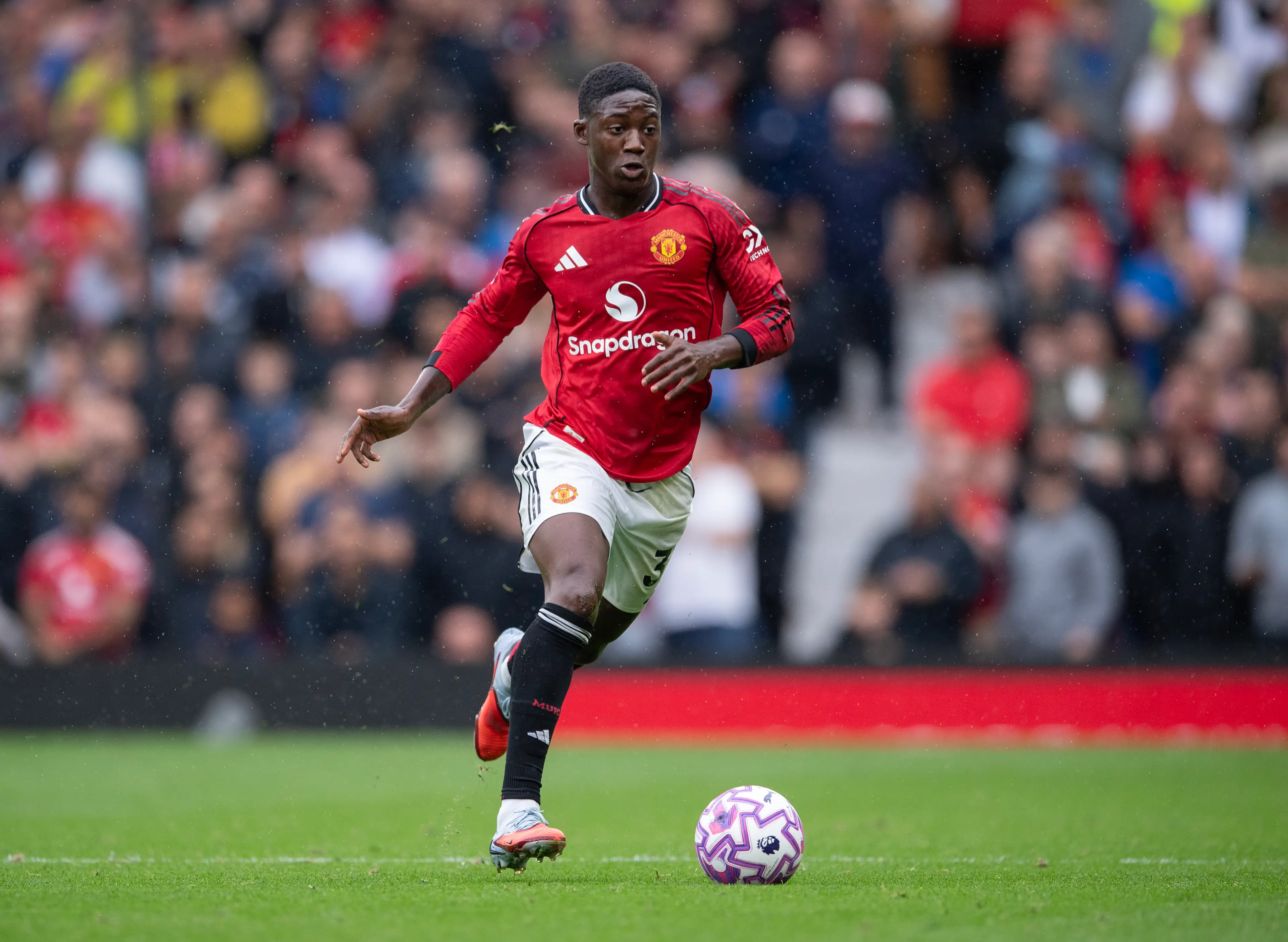 Kobbie Mainoo in action for Manchester United. Image: Getty 
