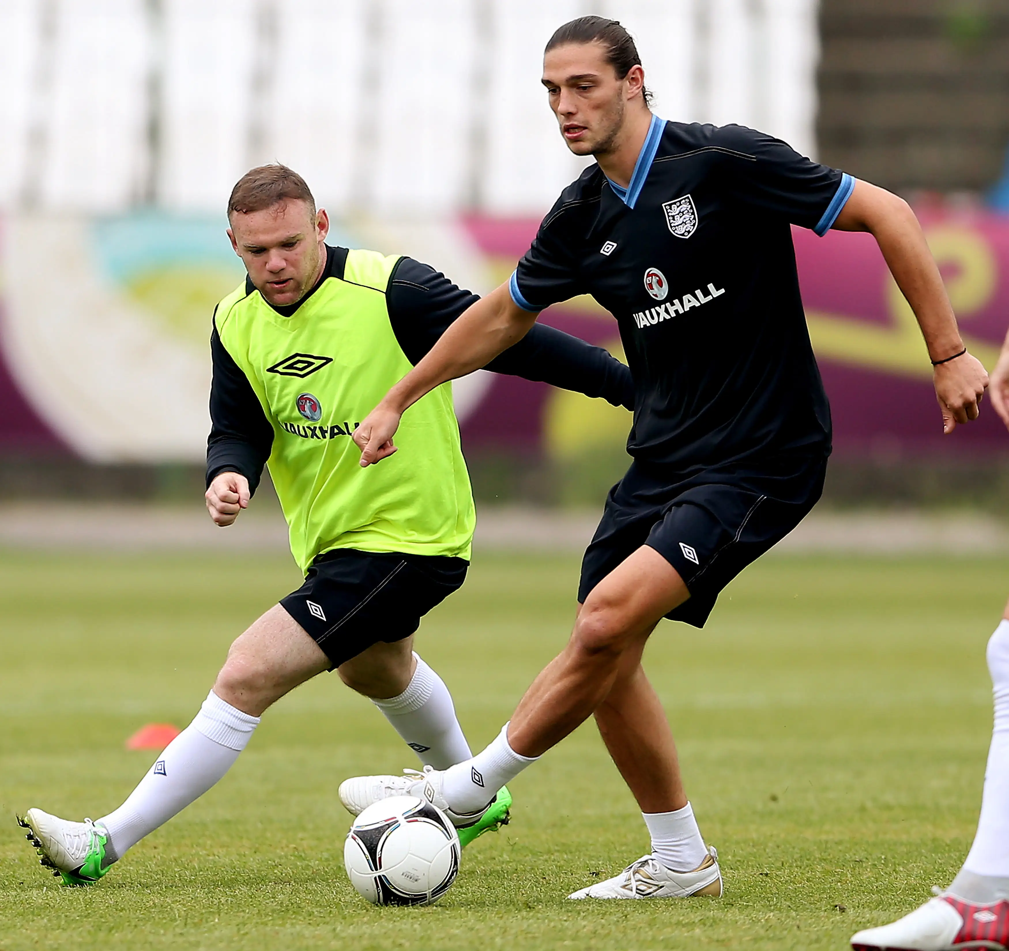 Andy Carroll and Wayne Rooney pictured ahead of England's Euro 2012 quarter final against Italy. Image credit: Getty