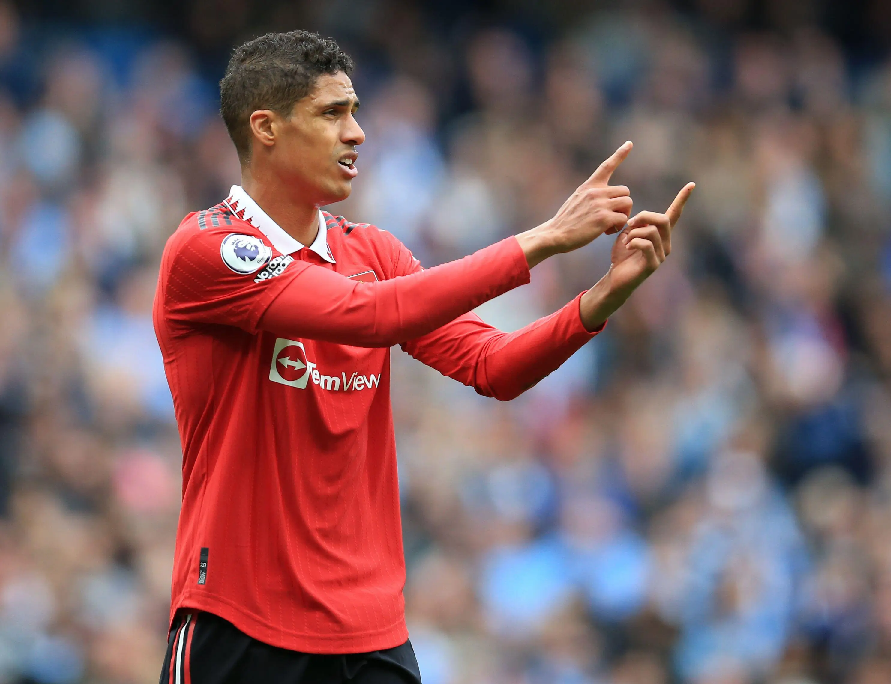 Raphael Varane against Manchester City. (Alamy)