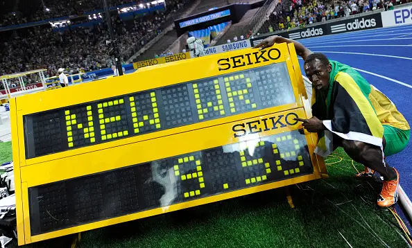 Bolt's world record of 9.58 has stood since 2009 (Image: Getty)