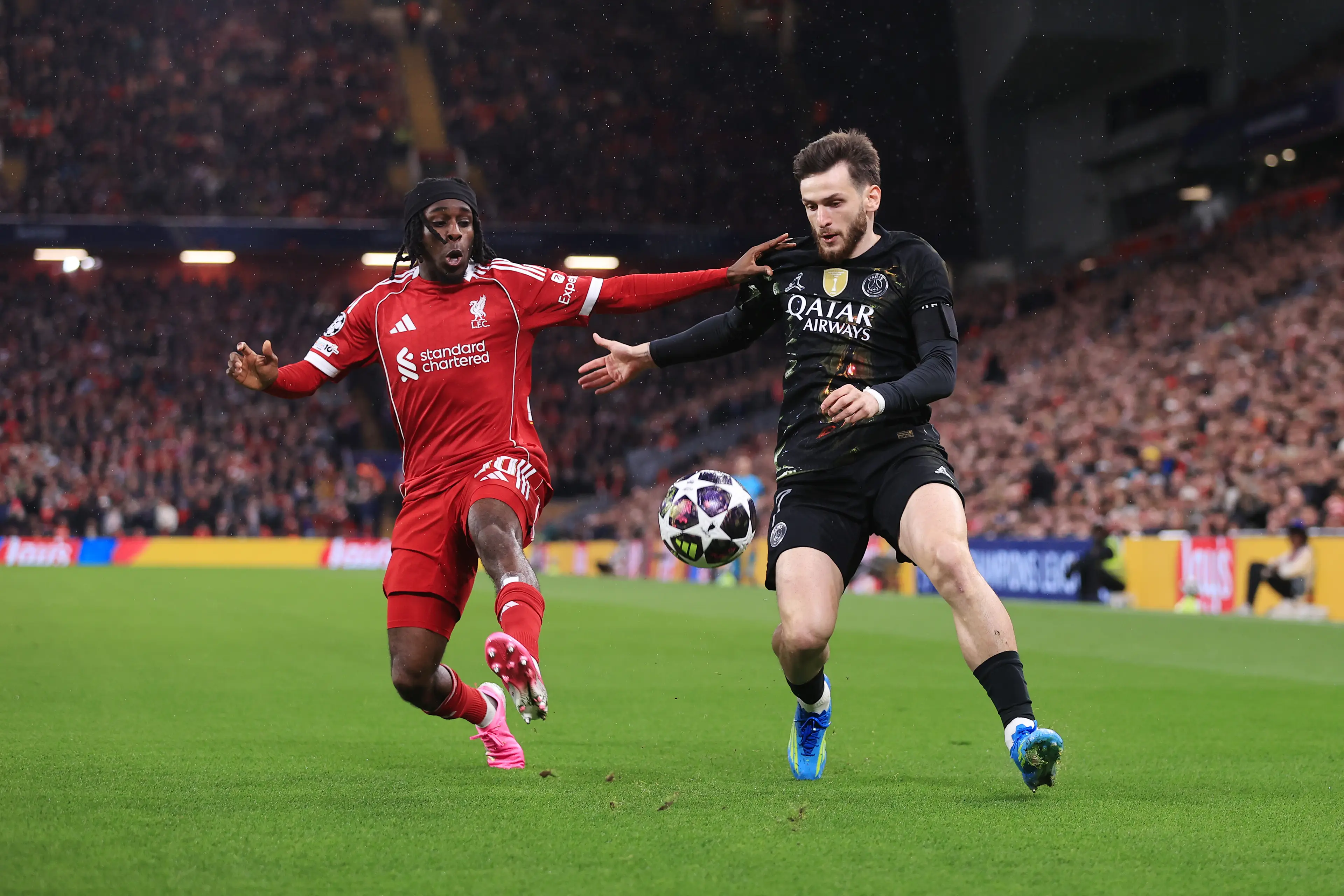Jeremie Frimpong in action vs PSG (credit: getty)