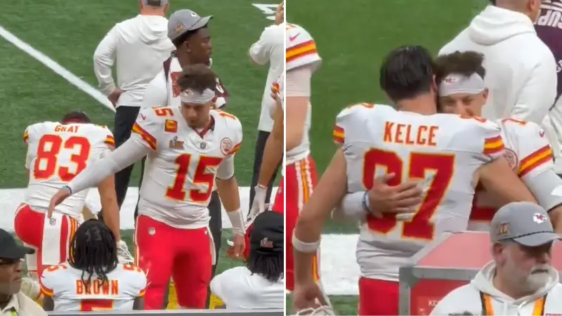 Fans stunned as Patrick Mahomes spotted 'ignoring' one Chiefs teammate after Super Bowl defeat