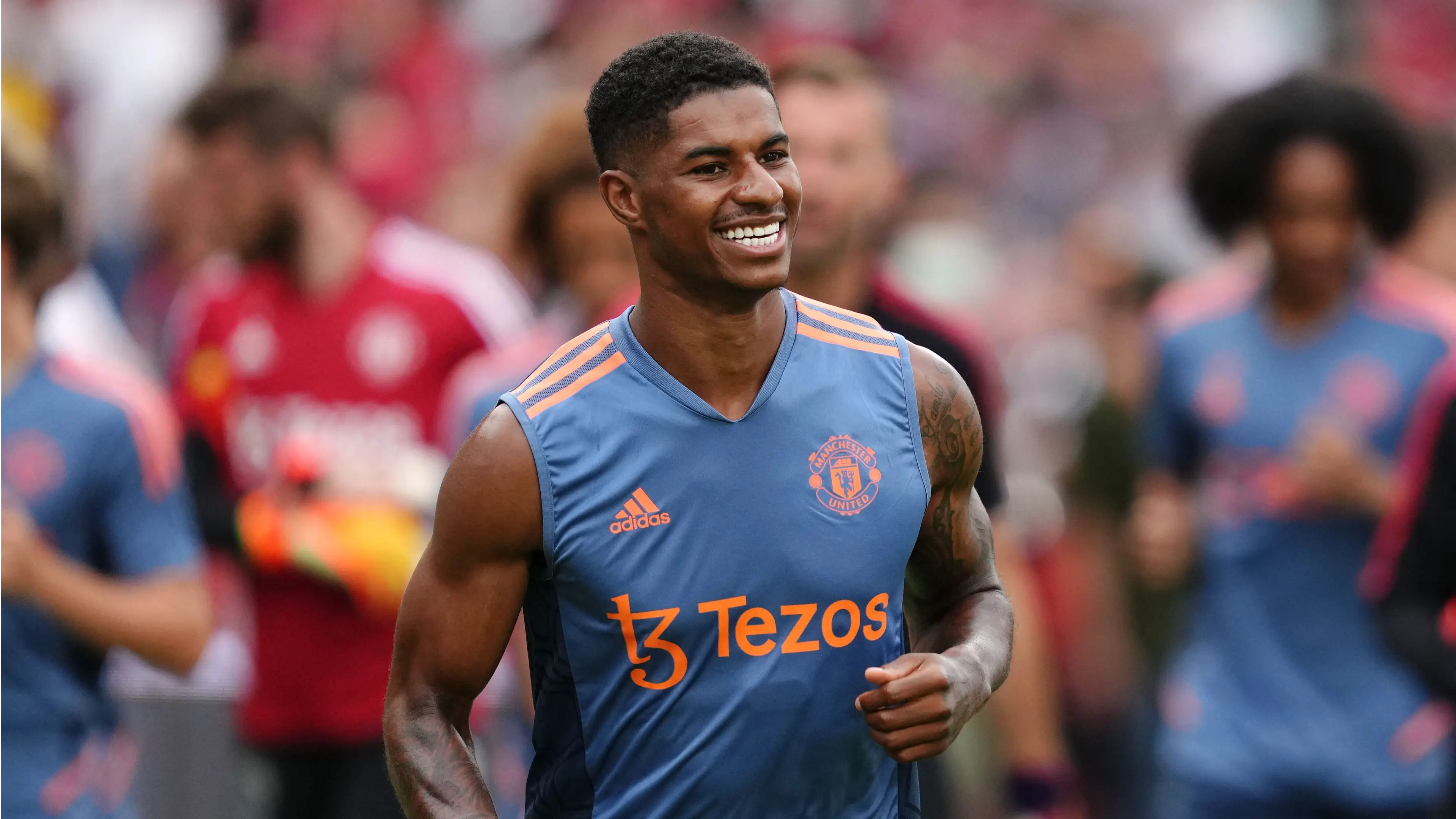 Marcus Rashford in pre-season training. (Alamy)