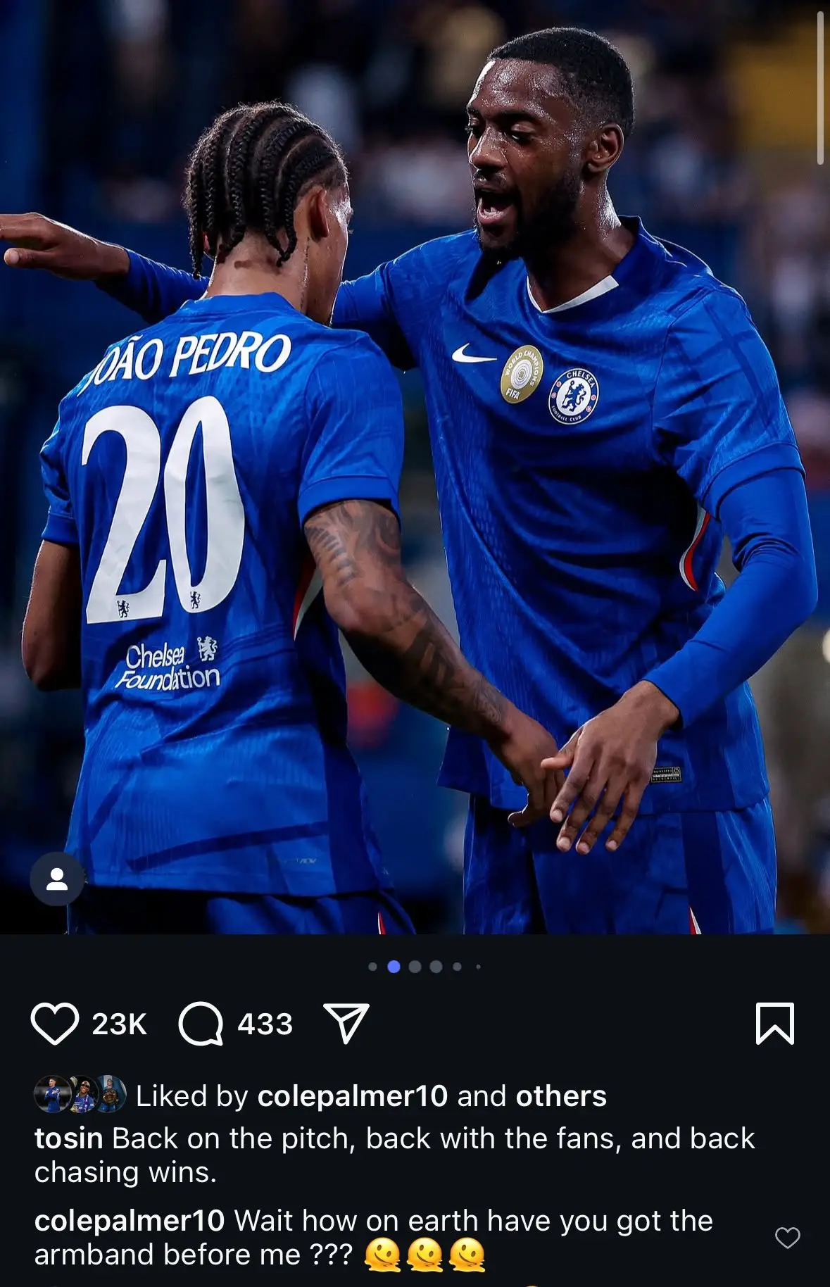 Palmer mugs Tosin off on Instagram / tosin on IG