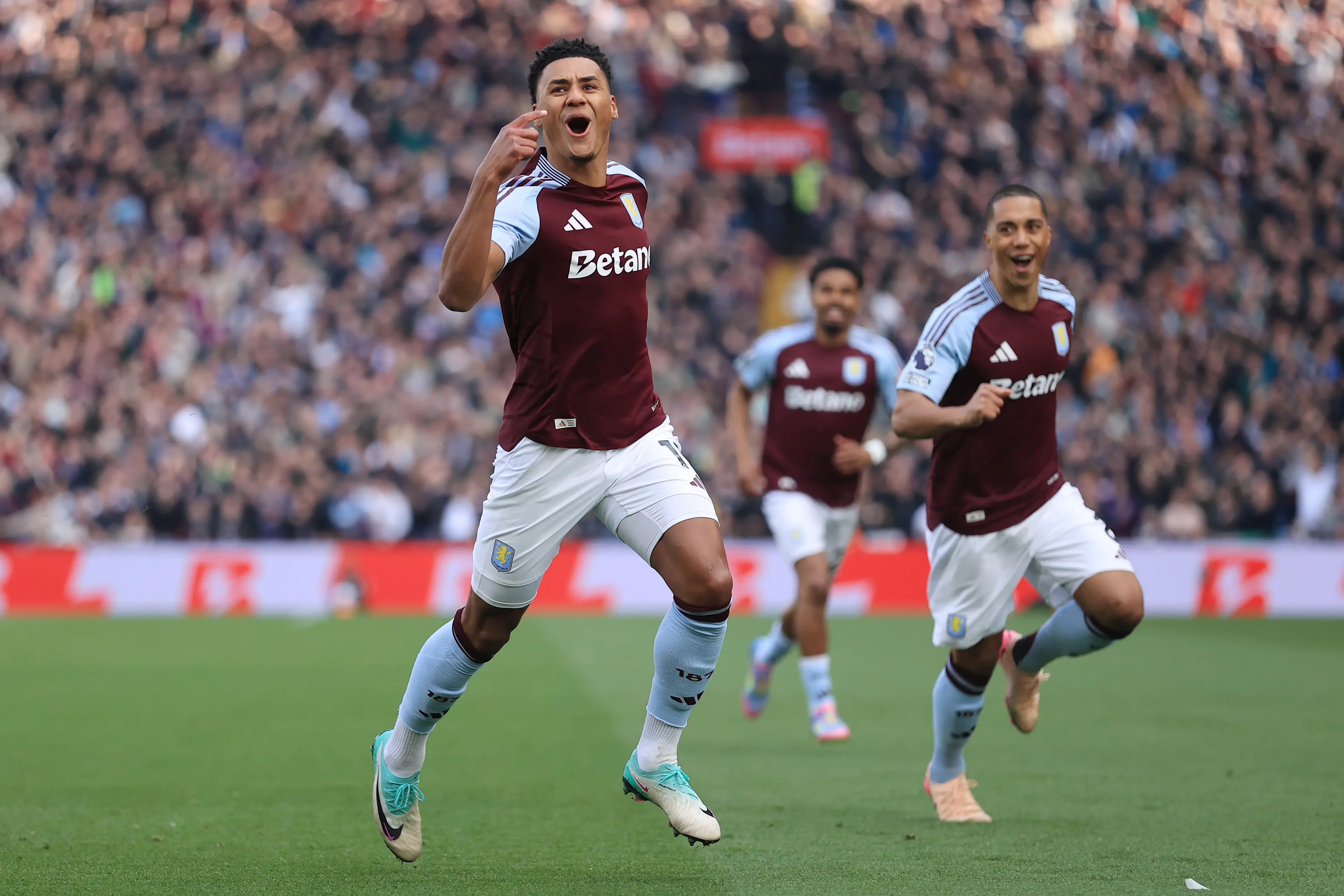Ollie Watkins celebrates scoring against Newcastle United. Image: Getty