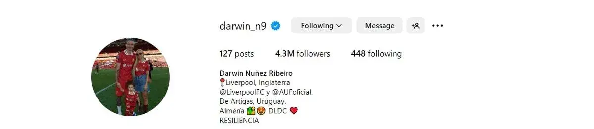 Darwin Nunez changed his display picture (Instagram)