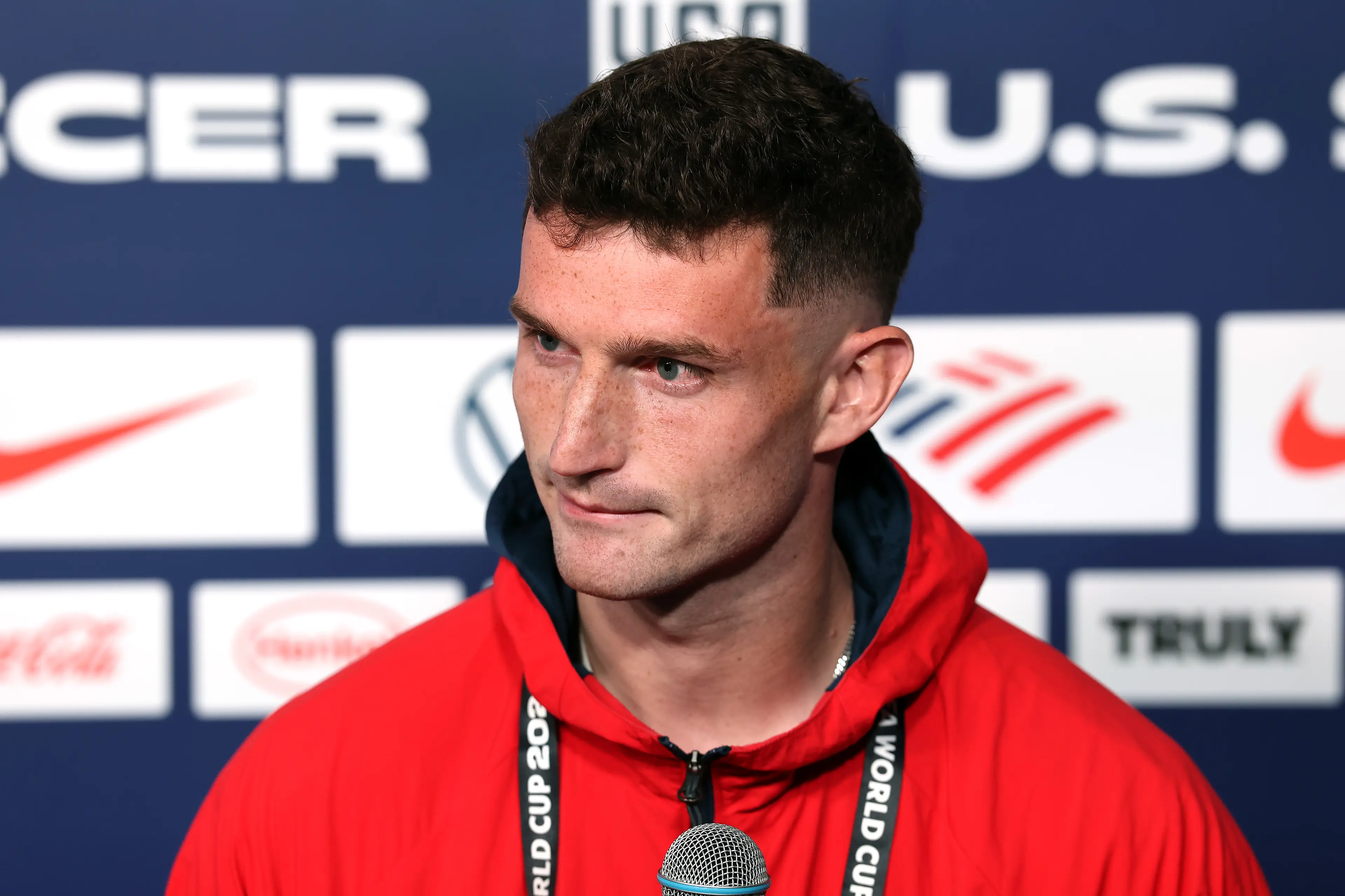 Goalkeeper Matt Freese of the United States talks to the media during a training session for the 2026 World Cup at Great Park Sports Complex (Getty Images)